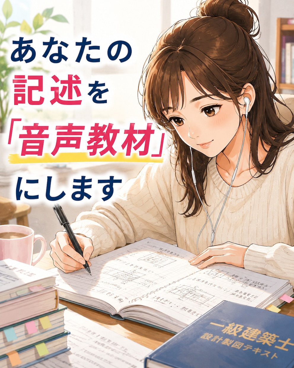 一級建築士製図試験の記述課題を音声教材にします あなたが今学習している記述問題を、いつでも聴ける音声教材に！ イメージ1