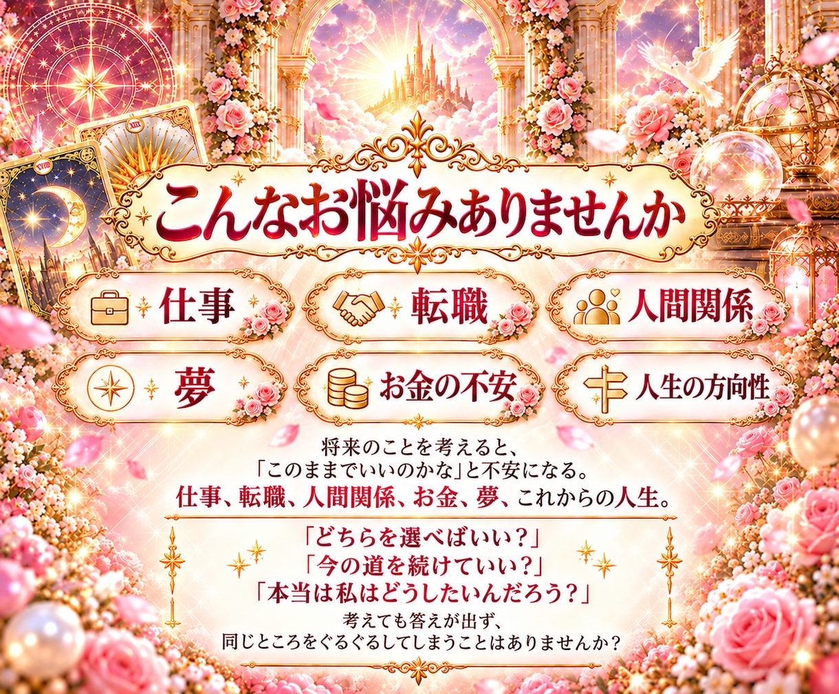 仕事・人間関係など人生のお悩みを占い3日伴走します 答えを探し続ける毎日から、自分で未来を選べる3日間へ イメージ2