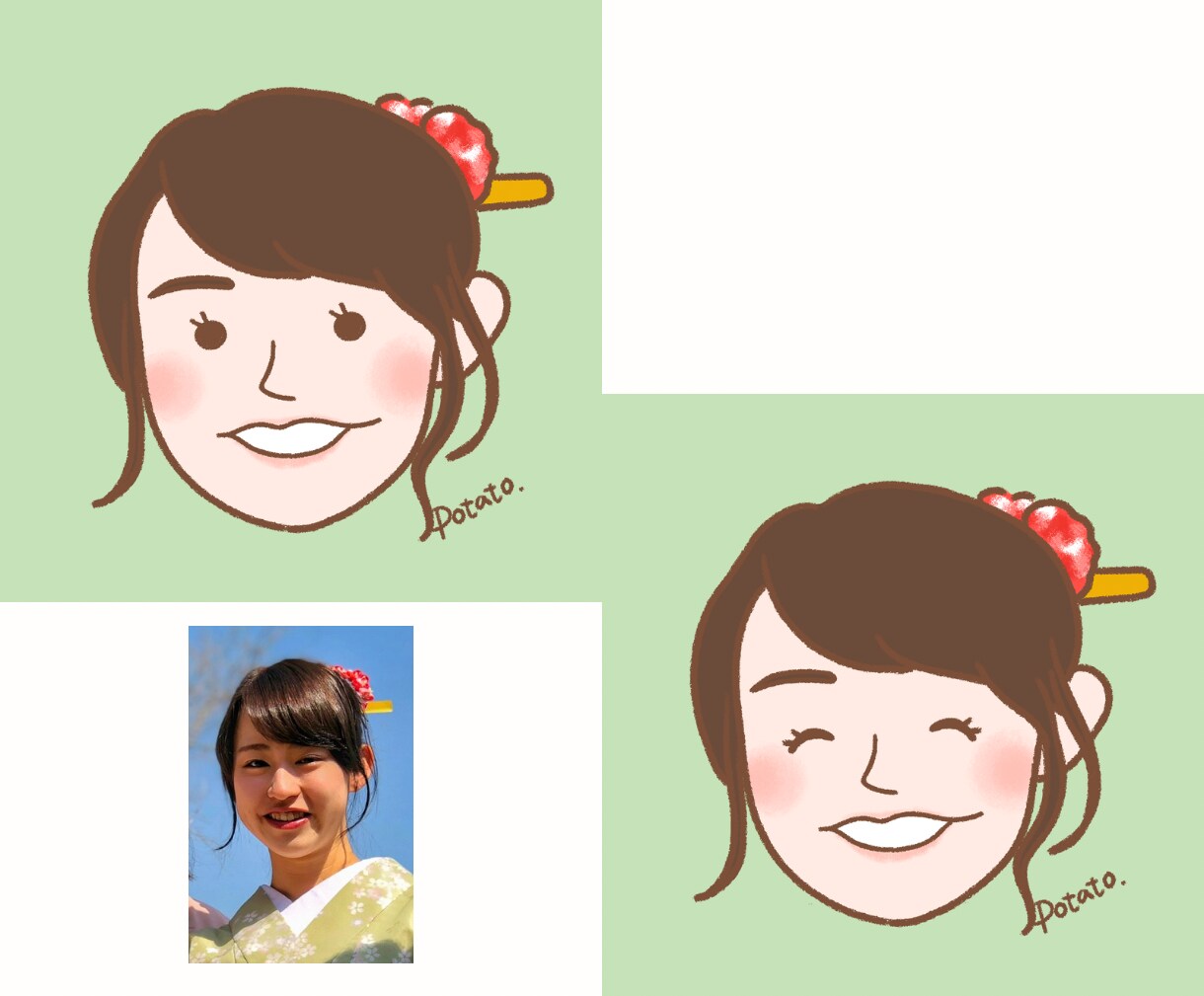 似顔絵アイコン2点セット描きます ゆるくてシンプルなタッチ♪SNS、ブログ、プレゼントに♡ イメージ1