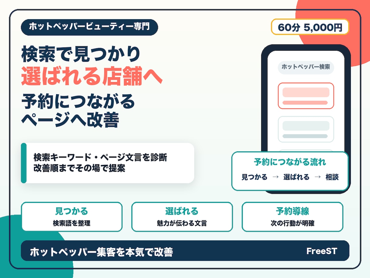 ホットペッパー集客が伸びない悩みを本気で解決します HPBで検索上位を狙えるキーワード戦略をその場で提案します イメージ1