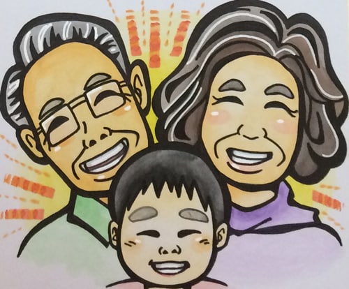 水彩で似顔絵を描きます お誕生日、敬老の日、米寿祝いの贈り物に イメージ1
