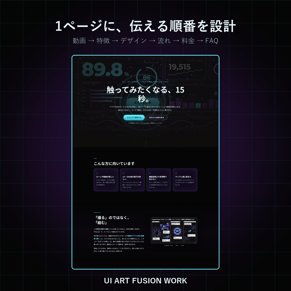 動画が主役のランディングページを制作します 撮影なし。動くUIで「使い心地」を見せるLP イメージ5