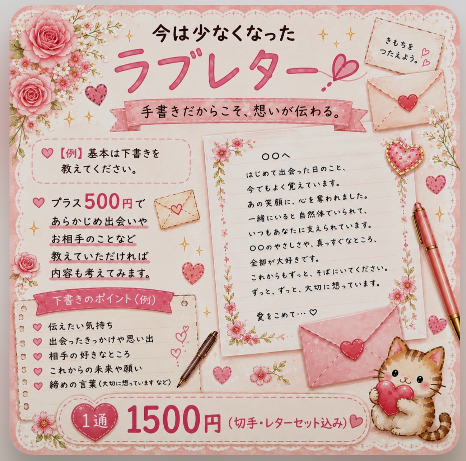 お手紙書きます 手書きで真心こもったお手紙代筆します！ イメージ2