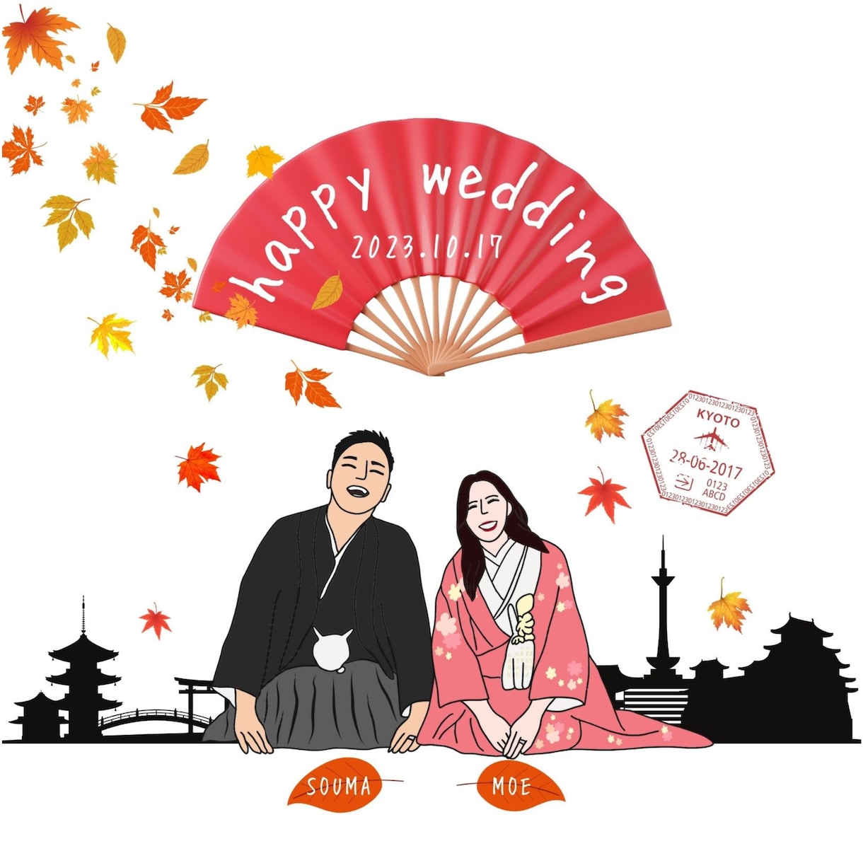 結婚祝いにウェディングイラスト制作します 写真立てに飾れ、プレゼントに最適なウェディングイラスト！！ イメージ6