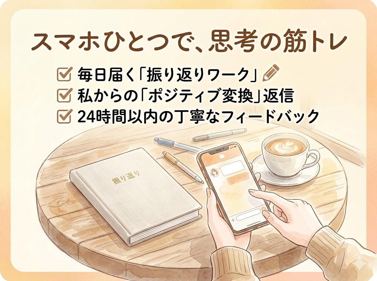 自己否定卒業へ！10日間のチャットで伴走します 「私なんて」を「私なら大丈夫」へ。10日間で心の癖を整えます イメージ3