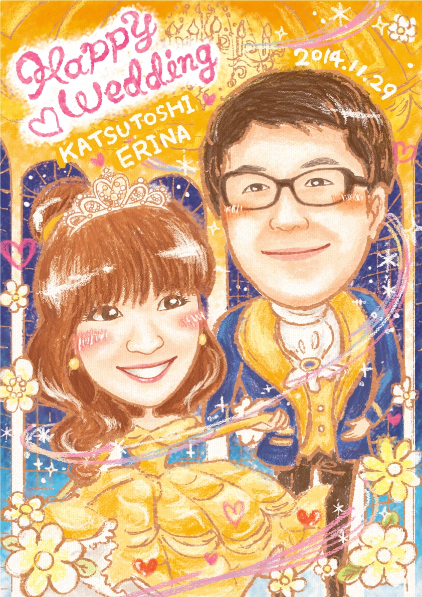 先着5組様まで2名様4000円★結婚式の似顔絵ます 賑やかでポップな似顔絵でハッピーな新婚生活を彩ります♪ イメージ9
