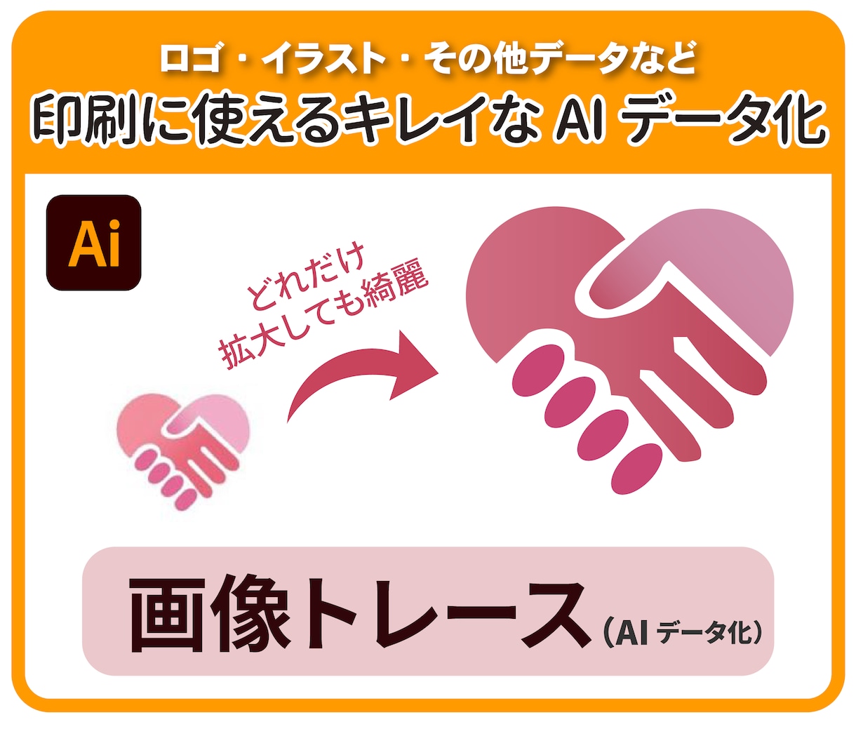 ロゴ・画像・手書きをトレースしAIデータ化します 印刷OK！拡大しても劣化しない高品質データ イメージ1