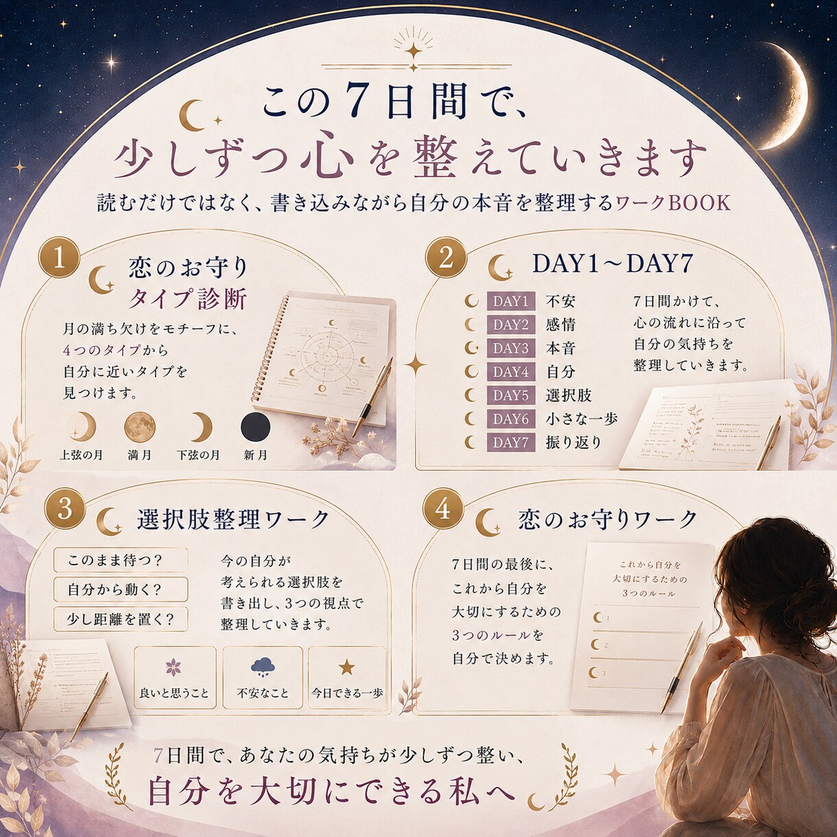 彼の気持ちが気になり不安なあなたを7日間で整えます 自分の本音と向き合う恋愛セルフワーク イメージ3
