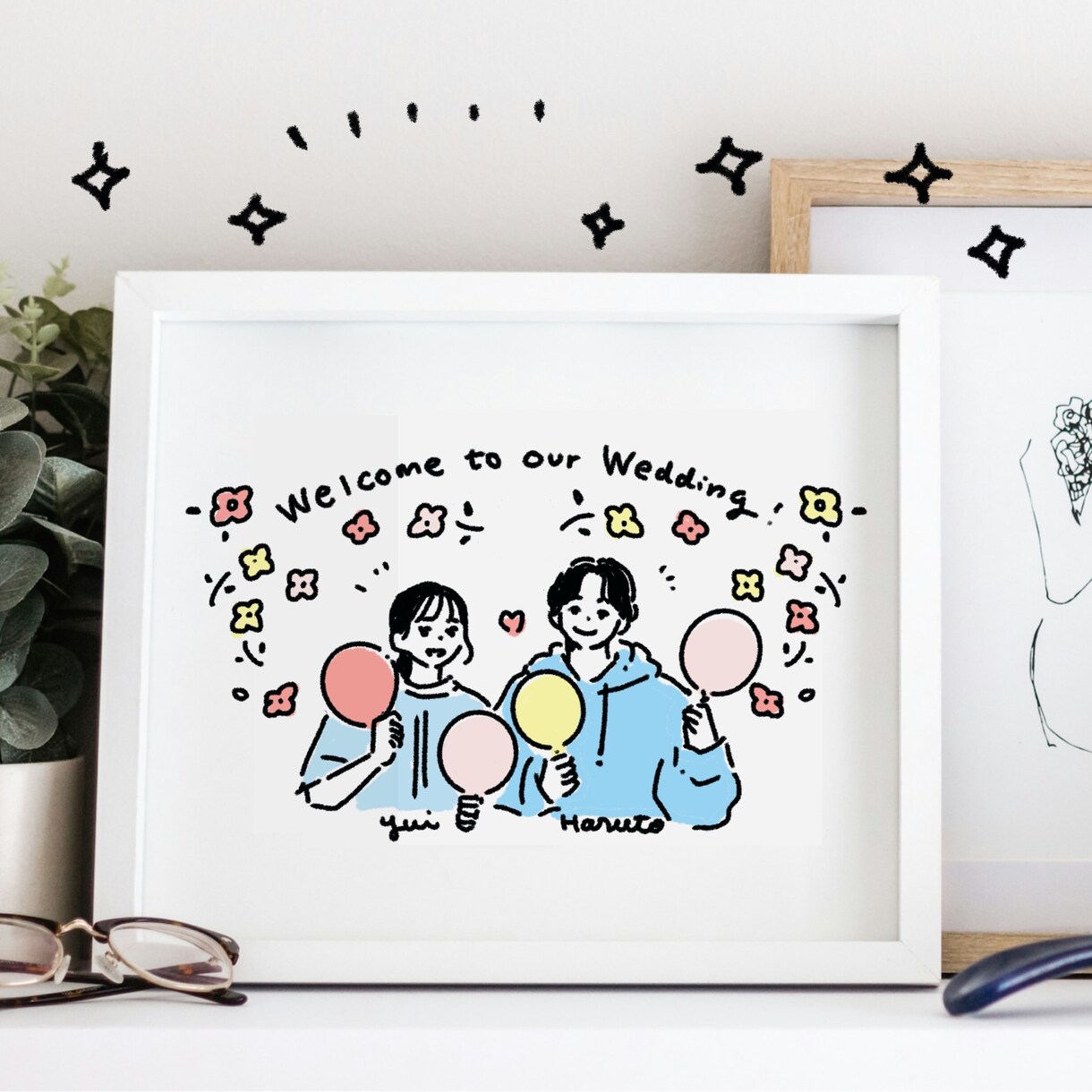ウェディング・ウェルカムボードのイラスト描きます 結婚式に！思い出に！カップルのための似顔絵イラスト♡ イメージ1