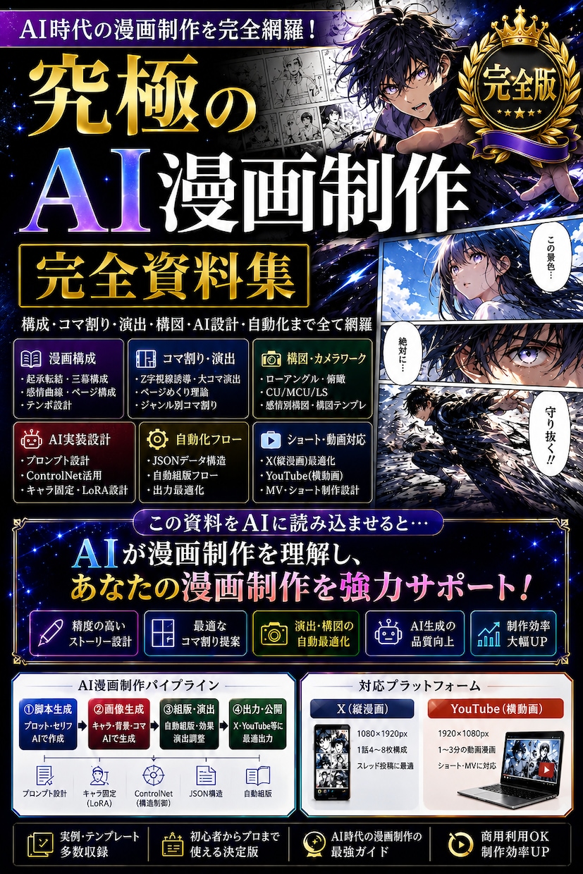 完全版｜AI漫画制作プロンプト一式を提供します キャラ固定・コマ割り・演出設計を効率化できるテンプレート集 イメージ3