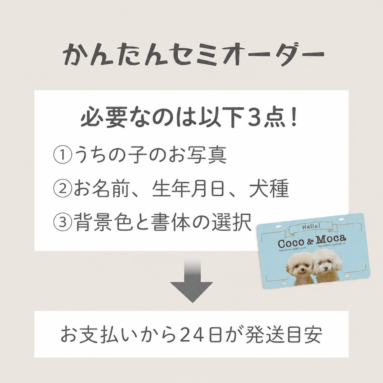 写真入り犬多頭さんペット用カートプレート作成します イベントが楽しくなる！デザイナーの高品質セミオーダー送料込 イメージ2