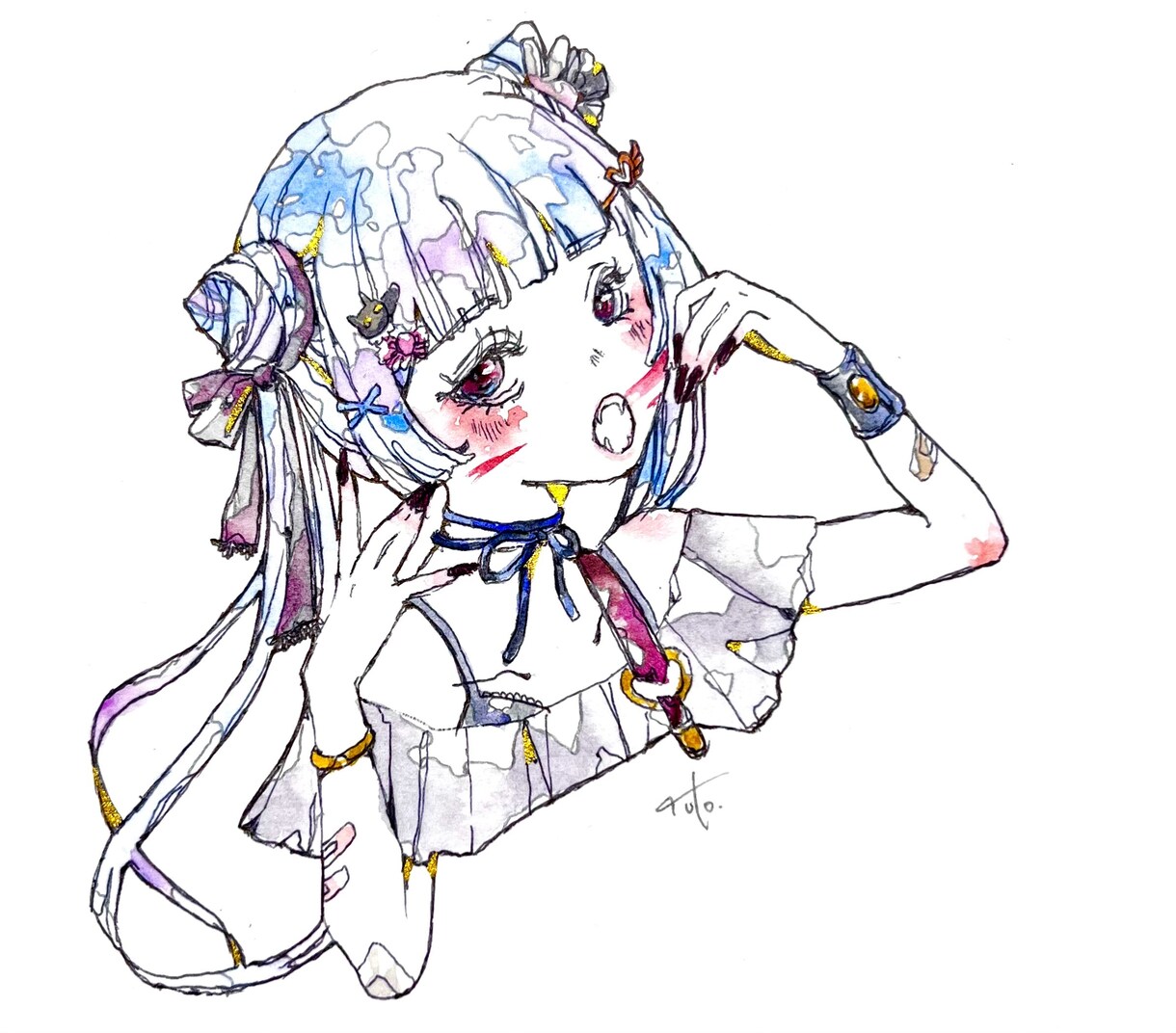 歌ってみた用のオリジナルサムネを描きます アナログで差別化必須⭐︎SNSでの宣伝サービスもします！ イメージ1