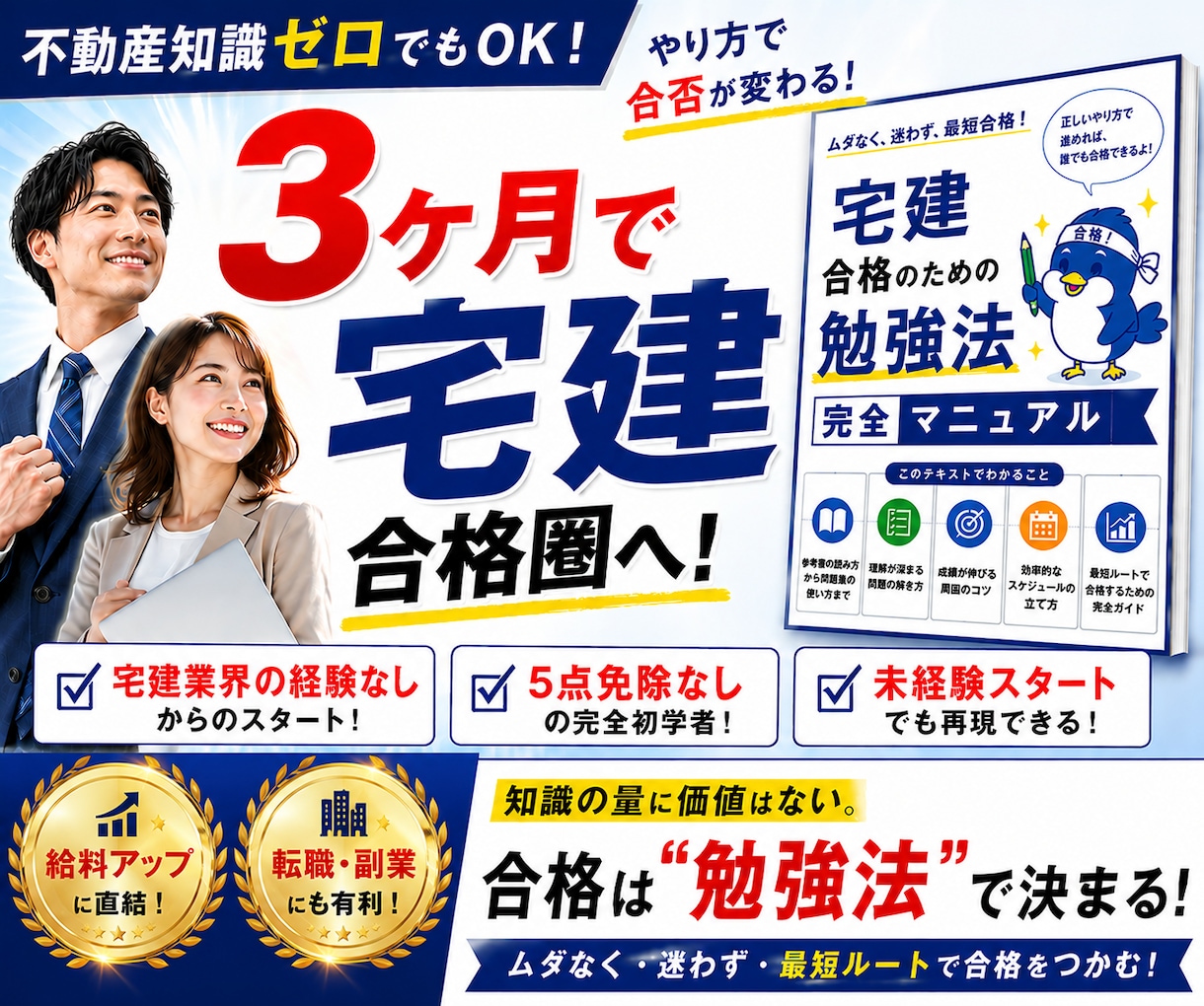 不動産ド素人が3ヶ月で宅建一発合格！勉強法教えます 宅建合格のカギは知識量じゃなく勉強法です！ イメージ1