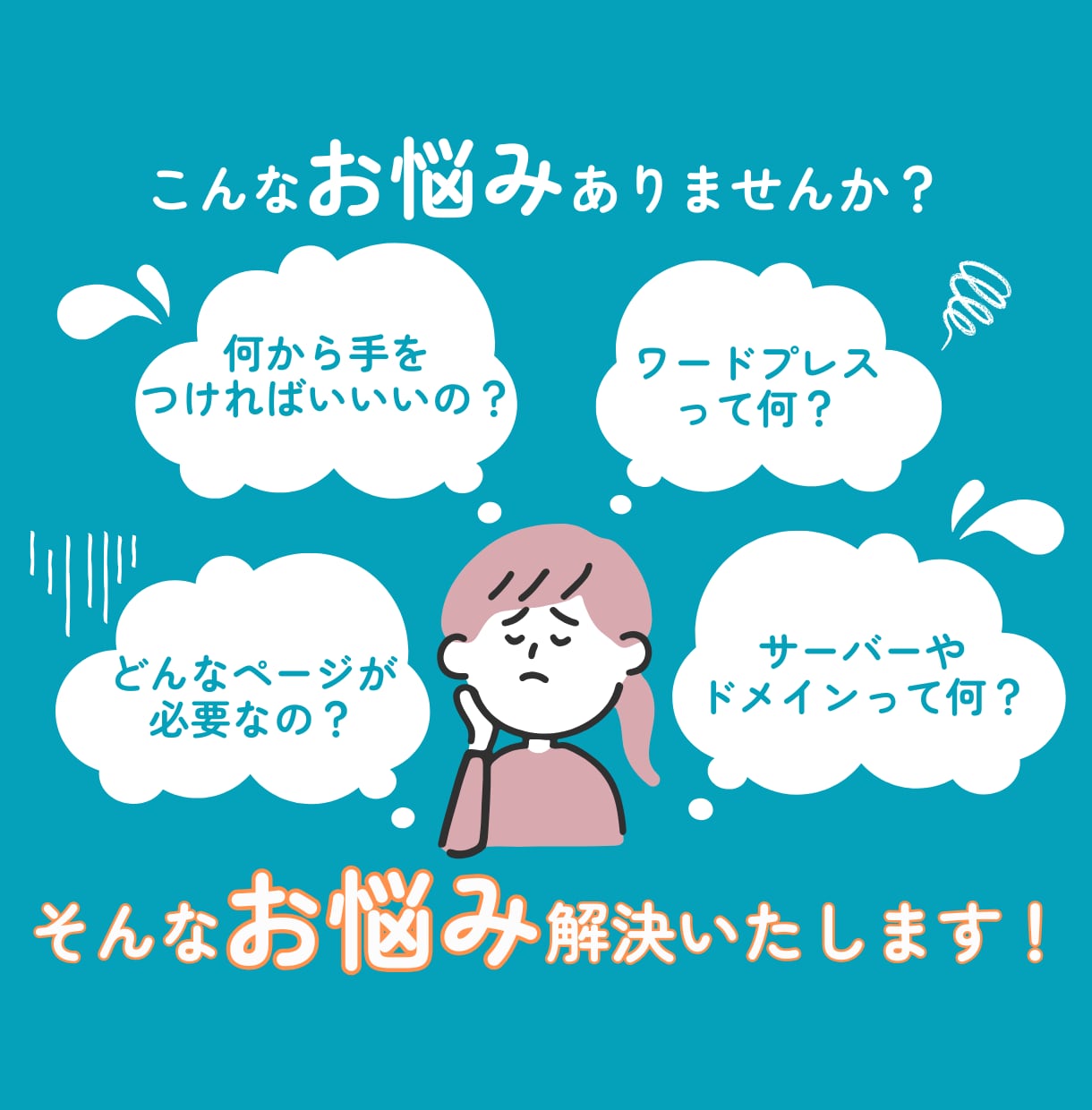 ホームページ制作に関するお悩みや疑問にお答えします どこに相談すればいいか分からない…とお悩みの方へ イメージ1