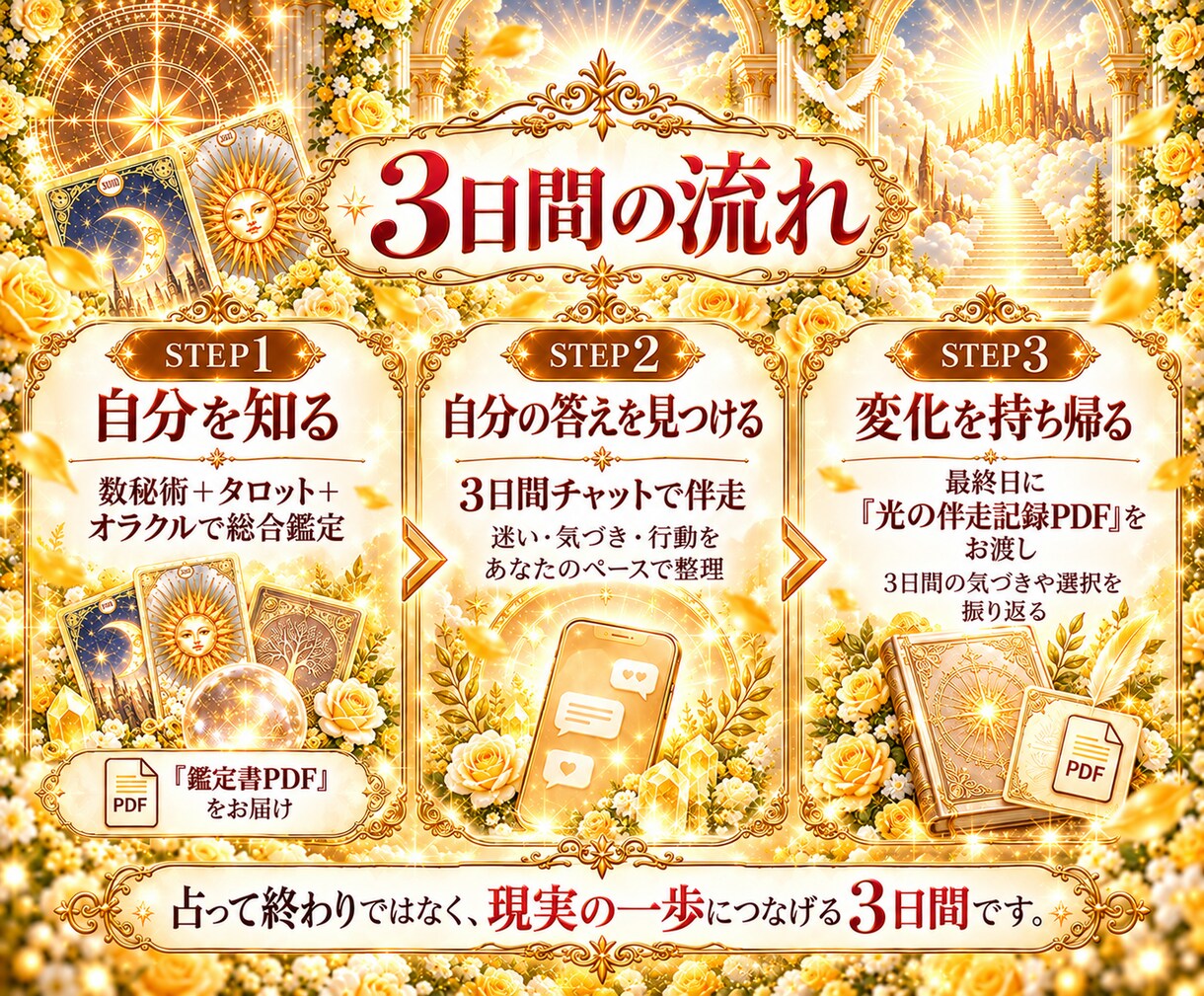 相手の気持ちを占い3日間あなたに伴走します 彼の答えを探し続ける恋愛から、自分で未来を選ぶ光の毎日へ イメージ4
