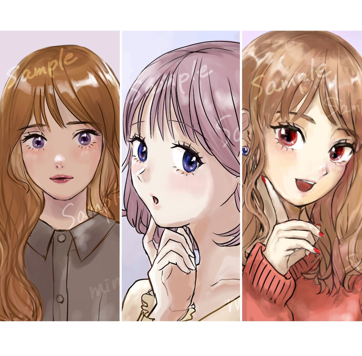 淡い雰囲気で目を引くアイコン描きます 商用可／背景透過データ付き／片手ポーズや文字入れ無料 イメージ1