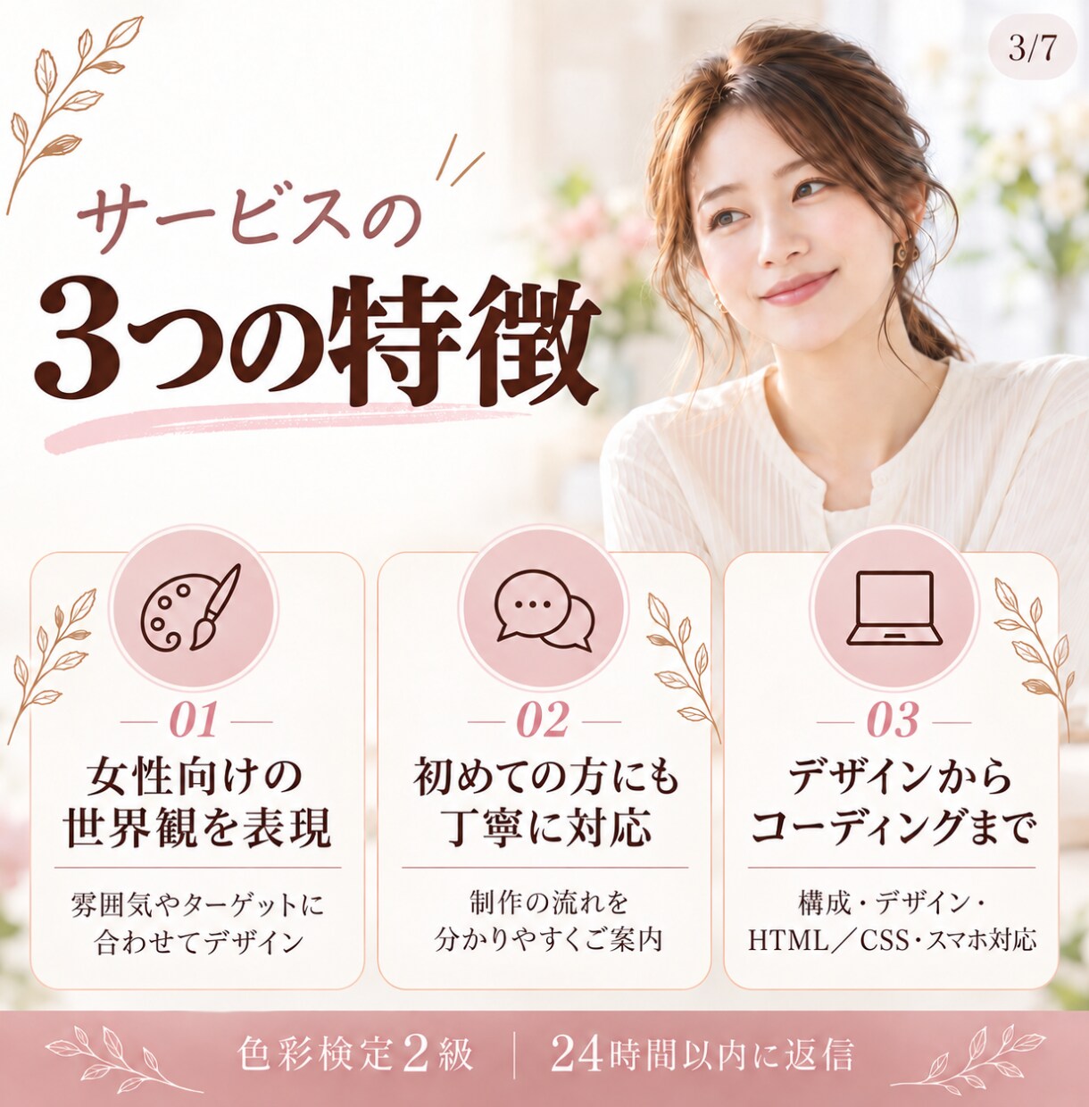 女性向け事業のLPを制作します 初めての方も安心｜デザイン・コーディング込み イメージ3