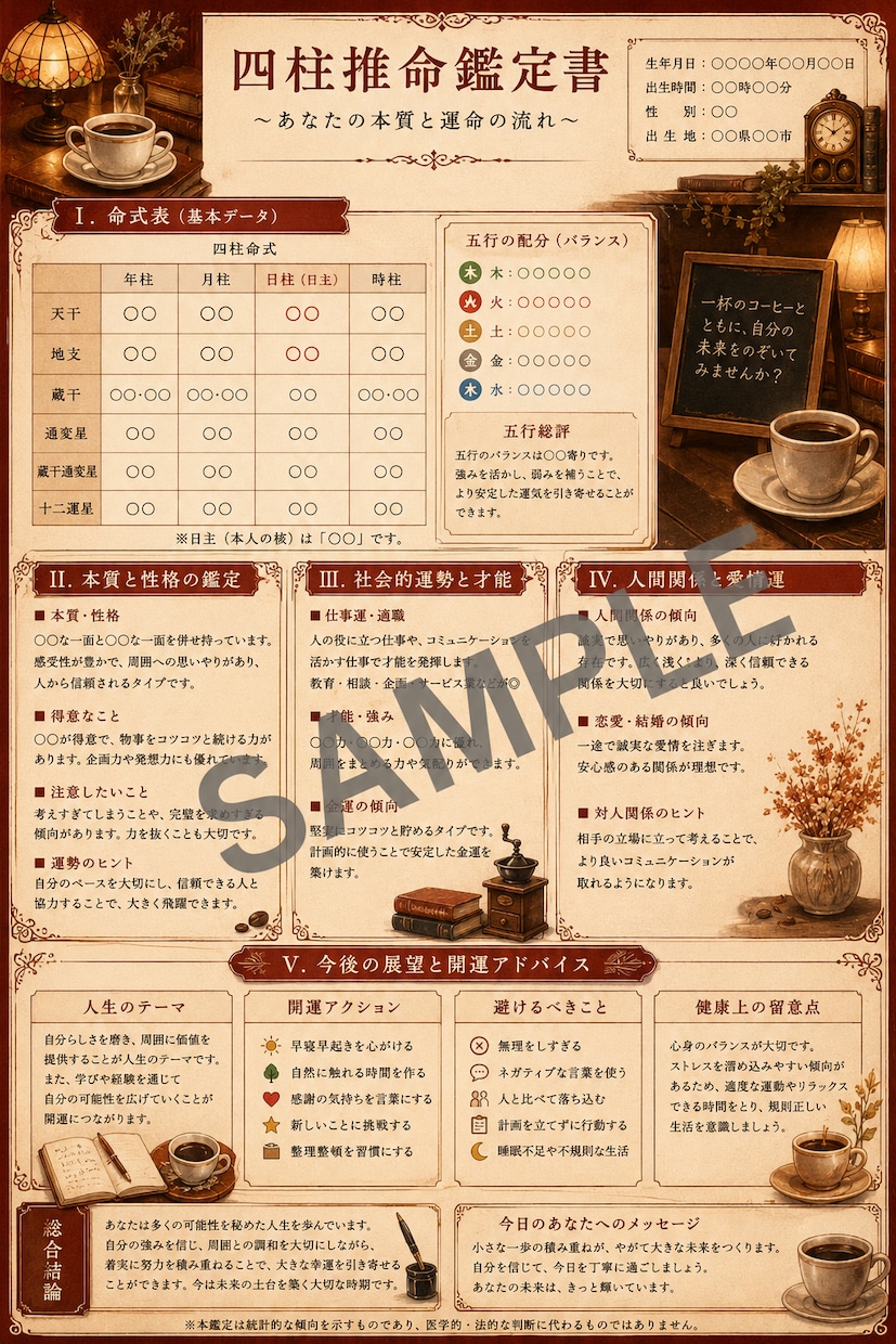 四柱推命×九星気学｜恋愛鑑定書PDFを作成します 恋愛傾向や特徴を読み解き、恋愛に活かせるヒントをお届けします イメージ2