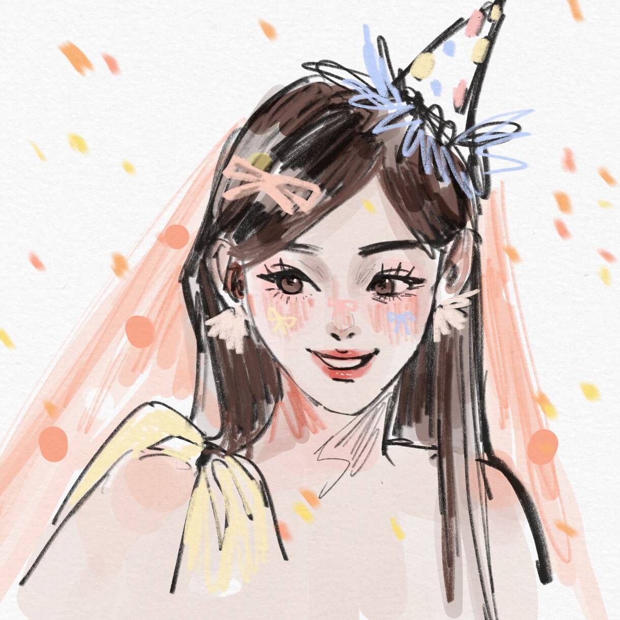 柔らかな線で、あなたらしさを描く似顔絵をしてます 可愛いおしゃれ絵、キラキラしてます イメージ3