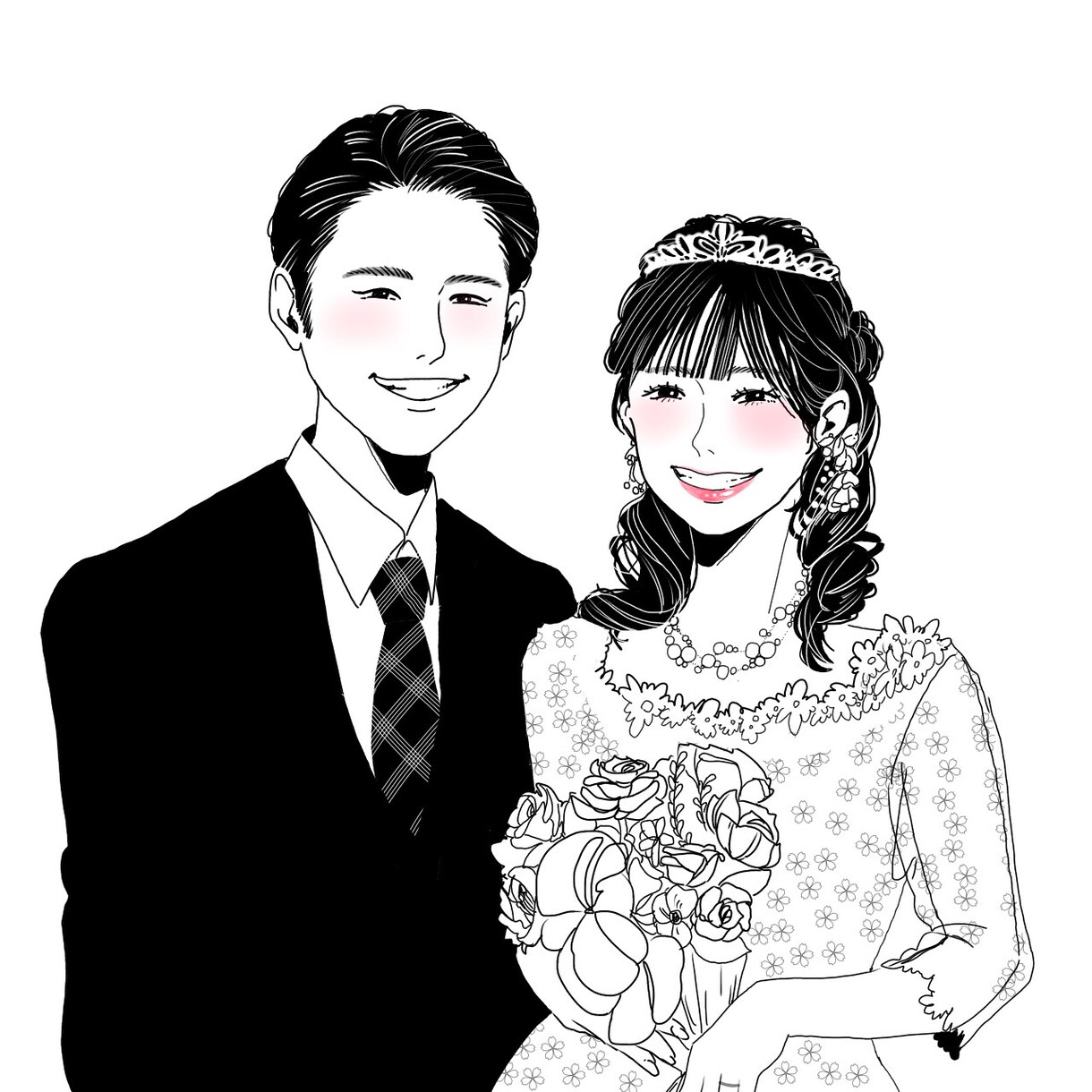 お写真から繊細なイラストをお作りします 白黒+ワンポイントカラーでカッコ可愛いシンプルイラスト♡ イメージ6