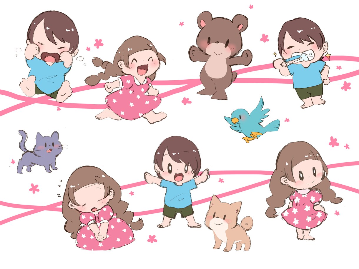 ちびちびかわいいイラストを描きます SNSのアイコンやちょっとしたスペースをかわいく彩ります イメージ1