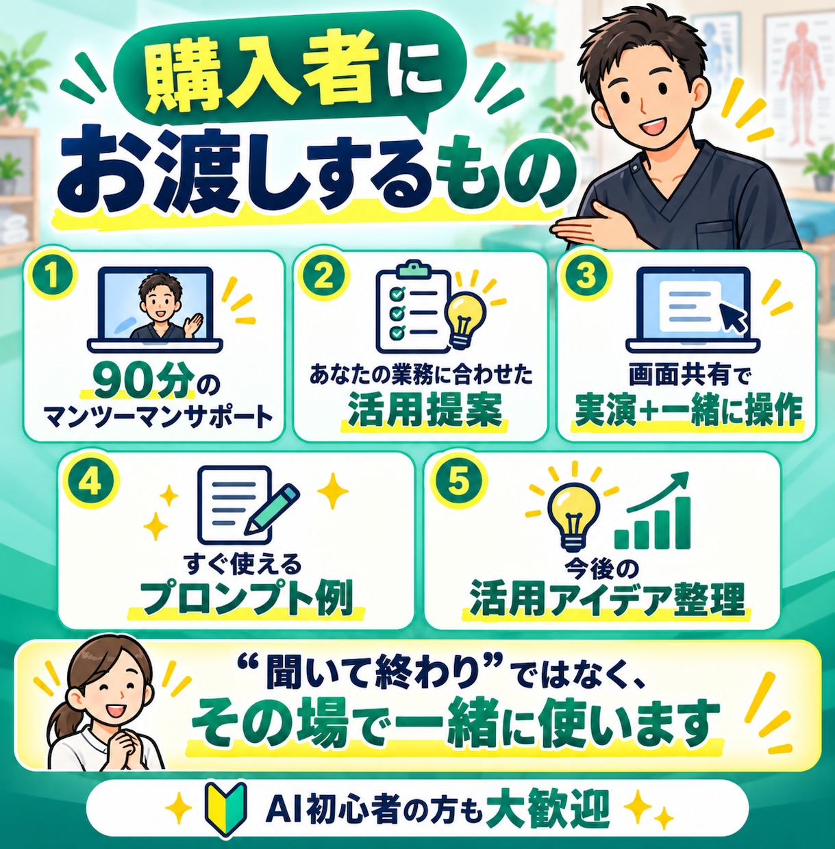 治療院専門｜AIで毎日の事務仕事を時短します アフターフォローやブログ作成などAIで業務の効率化しませんか イメージ3