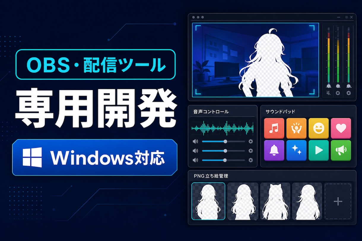 OBS配信に専用の動く演出・便利機能を追加します ゲーム実況・VTuber配信向けオリジナル演出を制作 イメージ1