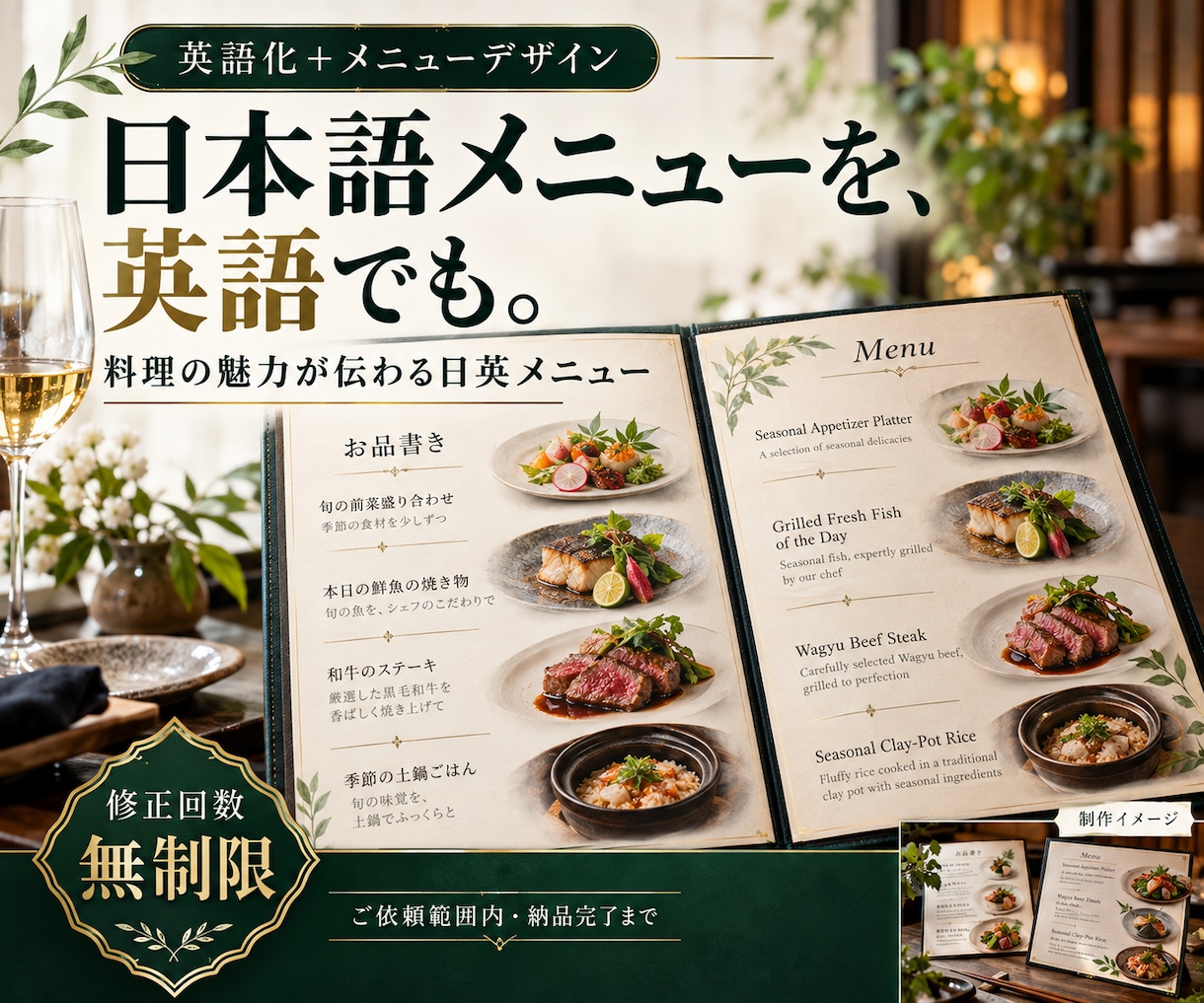 日本語メニューを英語化して見やすく整えます 30商品までの日英メニュー制作｜依頼範囲内の修正無制限 イメージ1