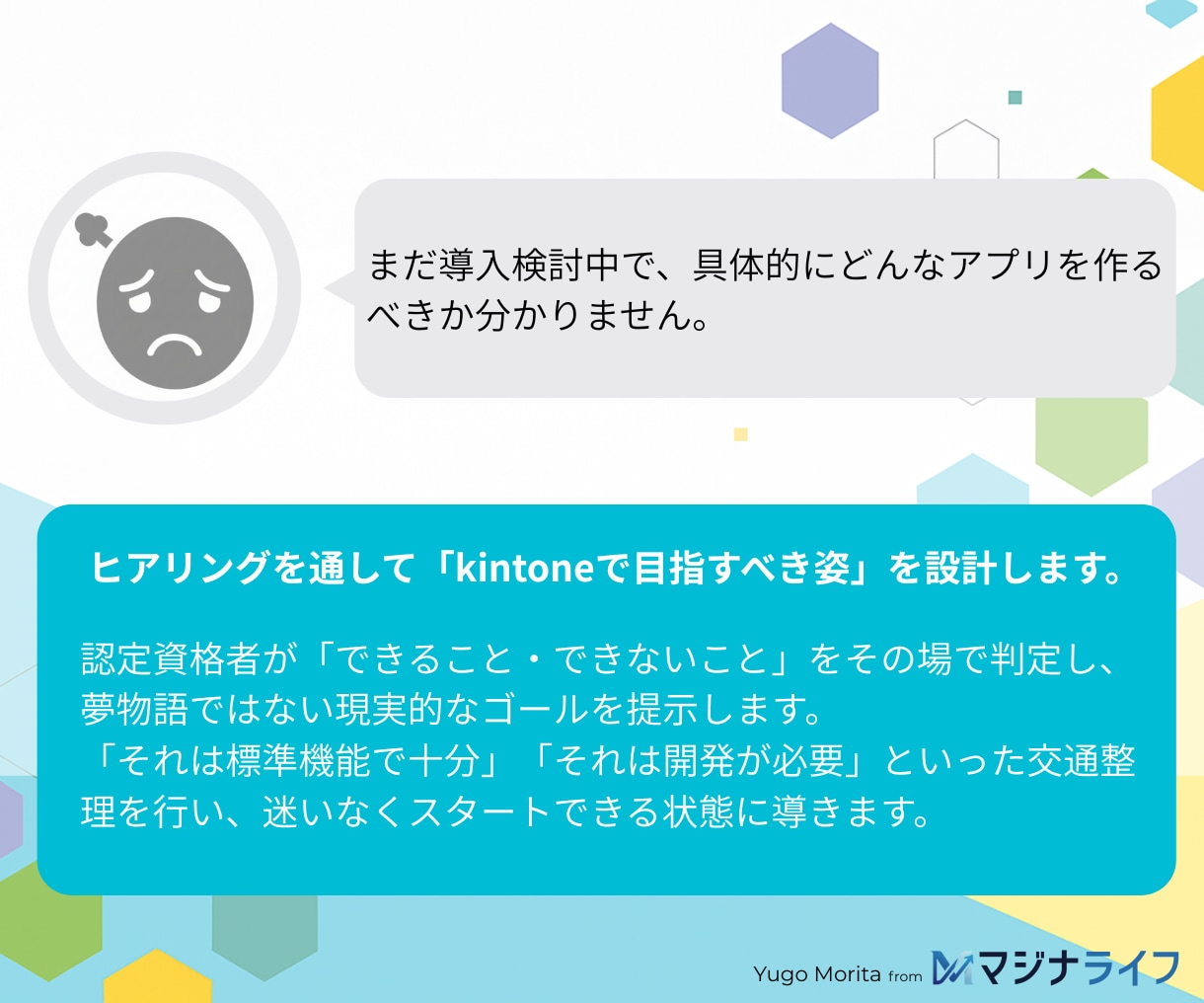 kintone認定者が導入や運用の相談にのります 脱Excel・外部連携も。元大手SIerが現場視点で助言 イメージ3