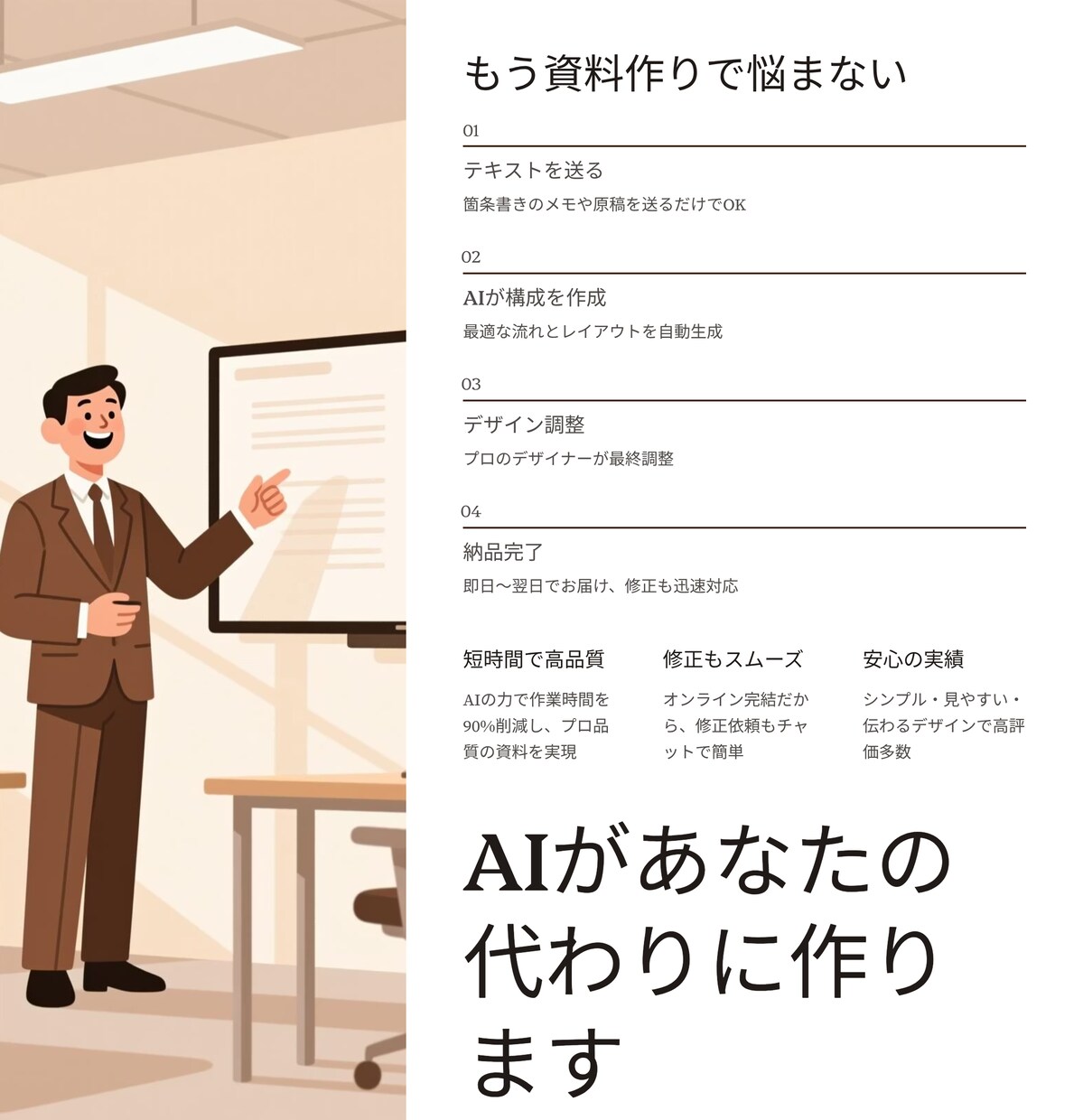 AIでプレゼン資料を【即日納品】します 原稿を送るだけでプロ品質の資料を"即日納品"！ イメージ5