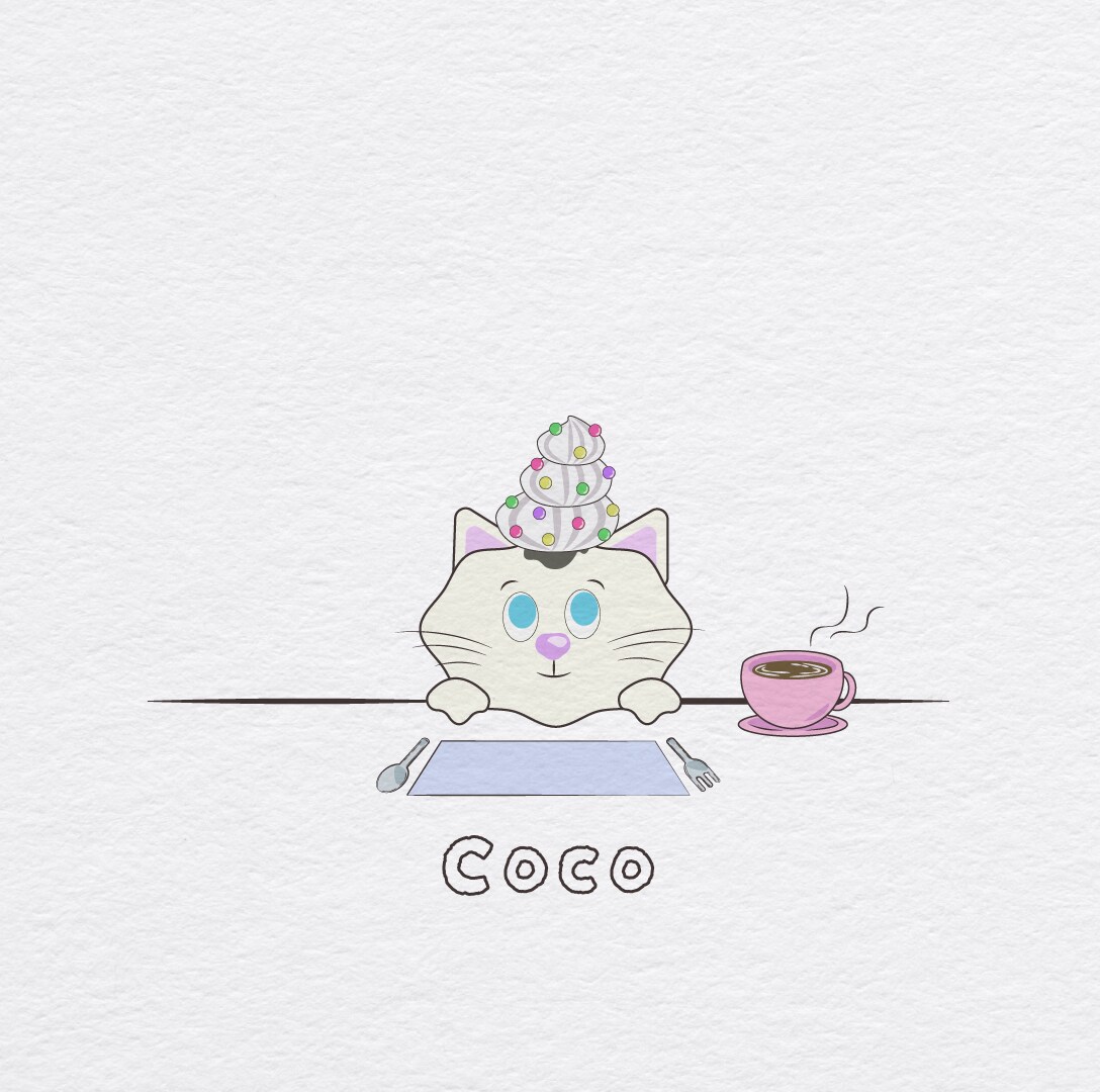 デザートタイムのペットちゃんのイラストを制作します ペットちゃんの頭にトッピングを乗せたデザートタイムのイラスト イメージ6