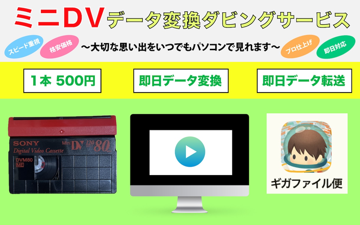 ミニDVデータを動画ファイルに変換します あなたの大切な思い出を甦らせます イメージ1
