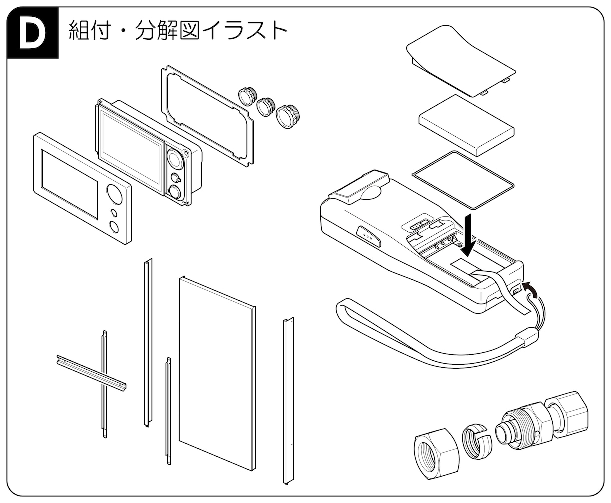 取扱説明書等のテクニカルイラストを制作します 実務経験20年　解りやすい線画イラストを作成します イメージ5