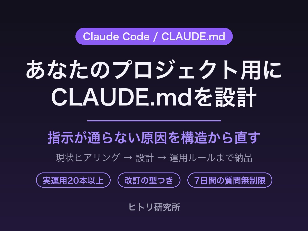 ClaudeCodeのCLAUDE.mdを作ります 「毎回同じ指示」を終わらせる設計と運用ルール イメージ1