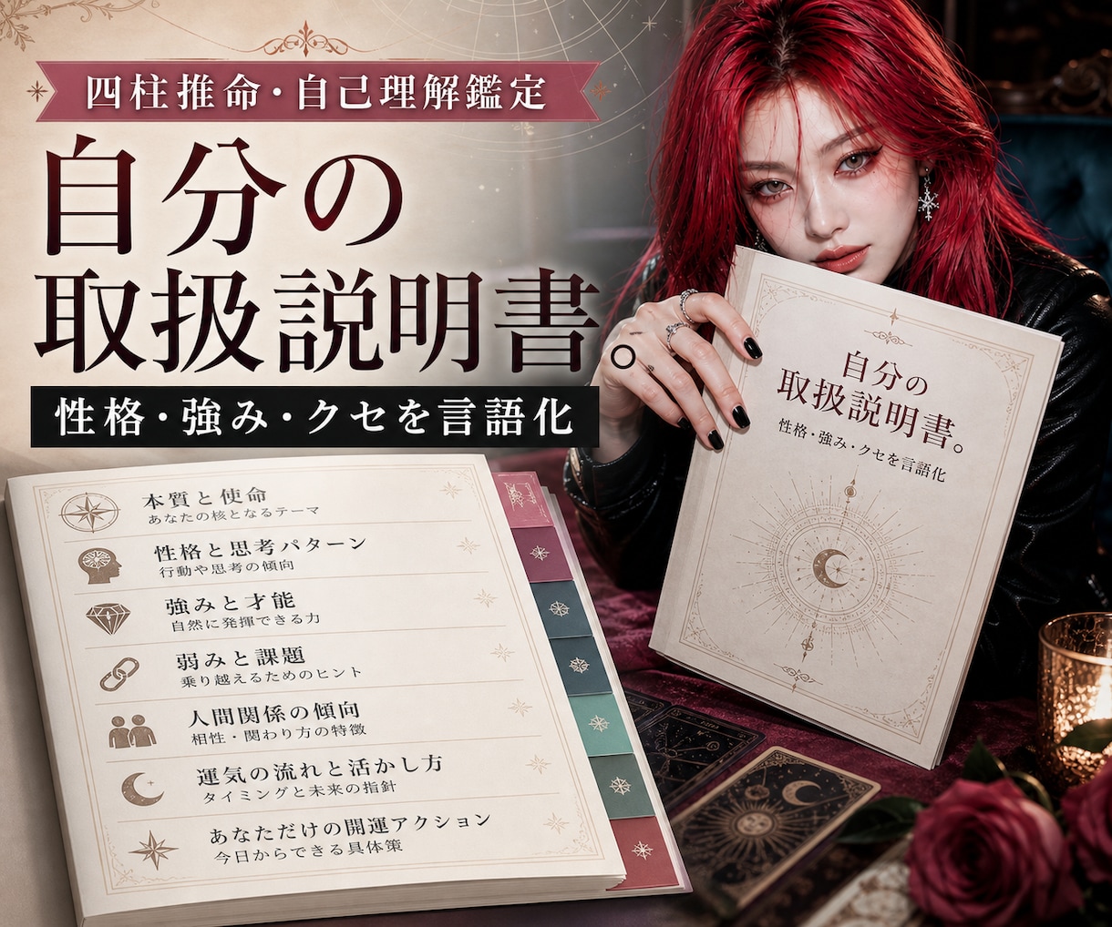 四柱推命で自分の取扱説明書を作ります 性格・強み・クセ・疲れやすい場面を、前向きに言語化します イメージ1