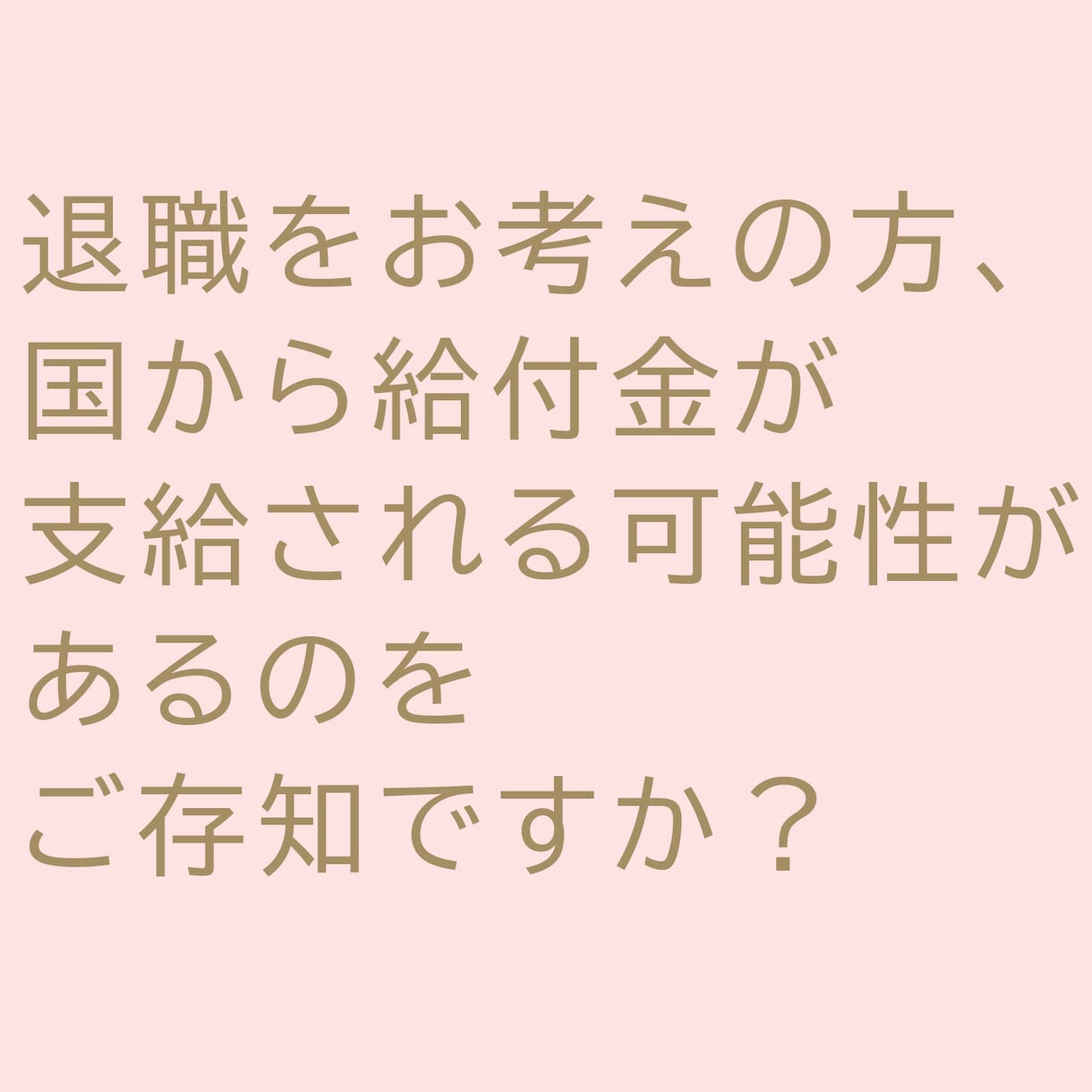 退職・辞職時の失業給付金についてご相談にのります 仕事をやめたいけど収入がなくなるのは困る・・・という方募集！ イメージ1