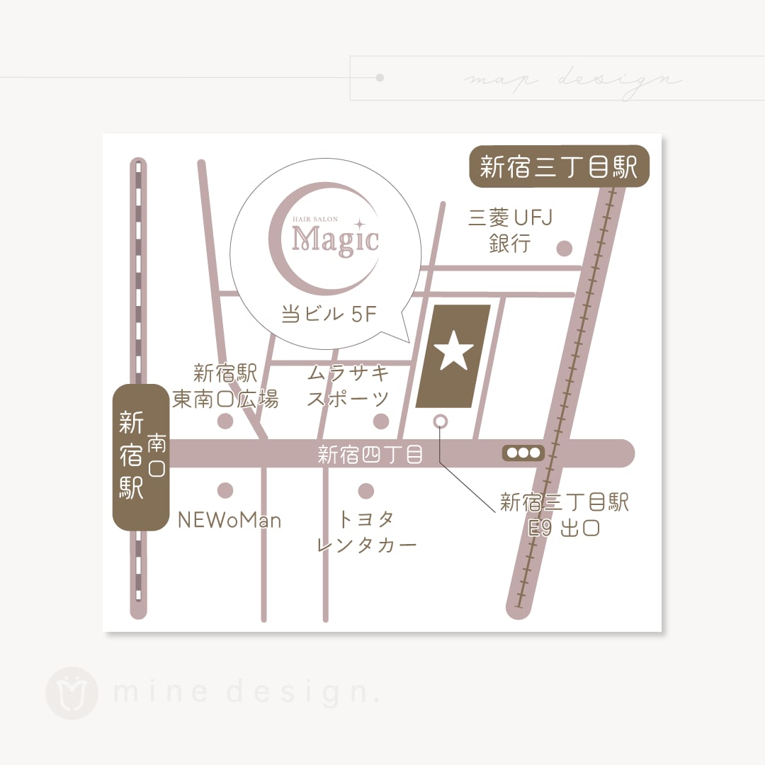 シンプルでわかりやすい地図をお作りします シンプル•お洒落・和風…掲載物に世界観を揃えてお作りします イメージ6