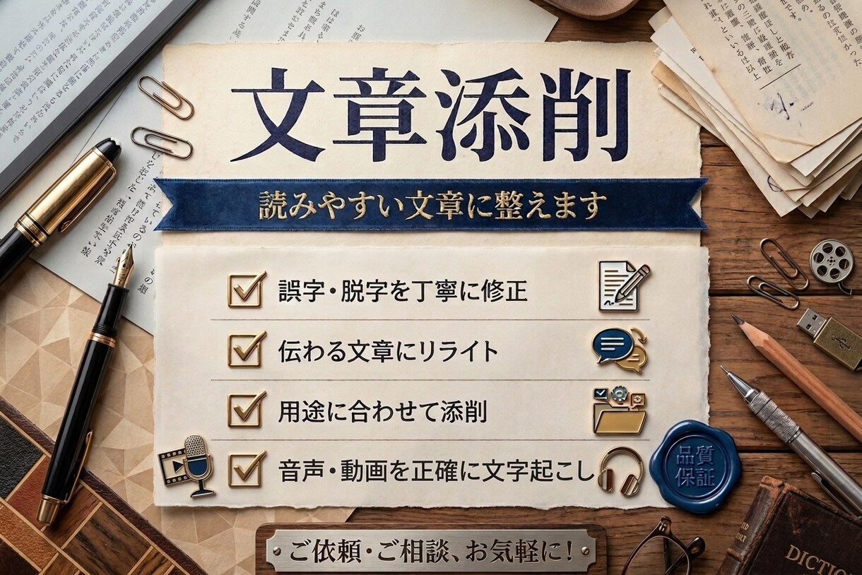 文章添削代行｜違和感ゼロの読みやすい文にします 細部まで口うるさいほど丁寧に整えます イメージ1