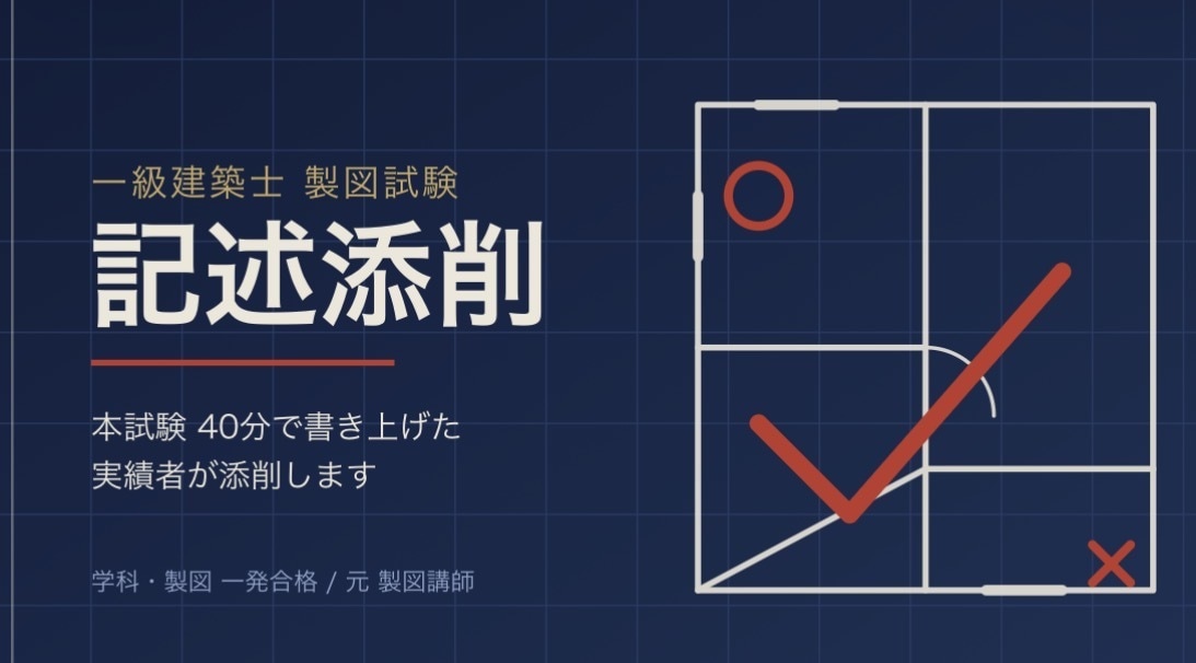 一級建築士製図試験、計画の要点(記述)を添削します 本試験で計画の要点40分で書き上げた経験者が添削します イメージ1