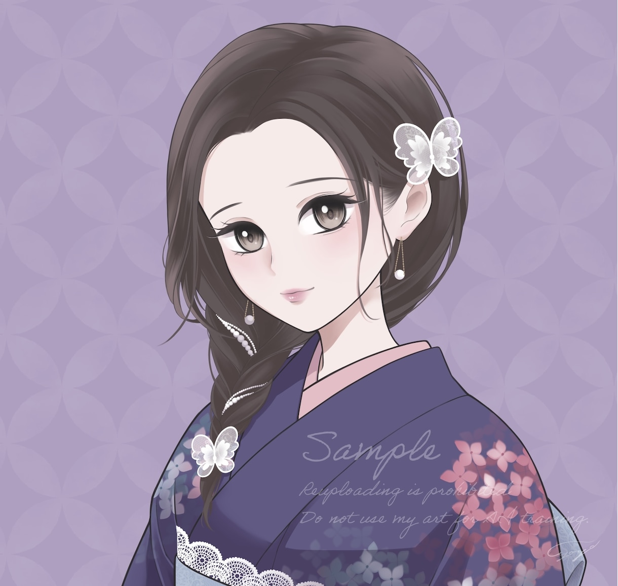 和風・和服専門｜儚げで凛とした人物イラスト描きます 〖商用無料〗SNS・YouTubeアイコンなど多用途OK イメージ3