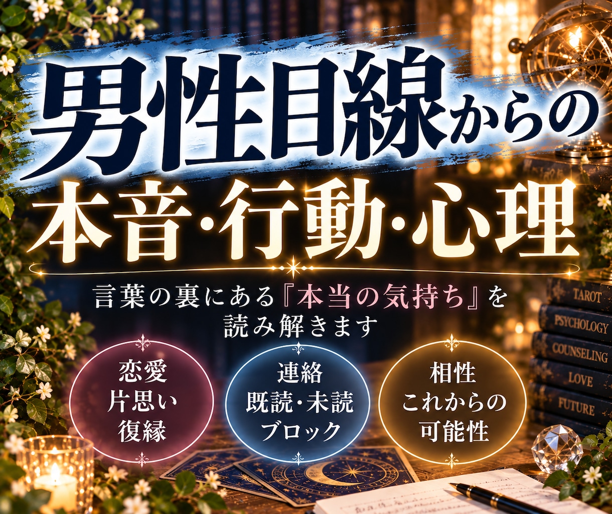 男性目線からではの男の本音や考えや心理を紐解きます 電話が無い、LINEの返事、既読が遅い、態度が変、将来の事等 イメージ1