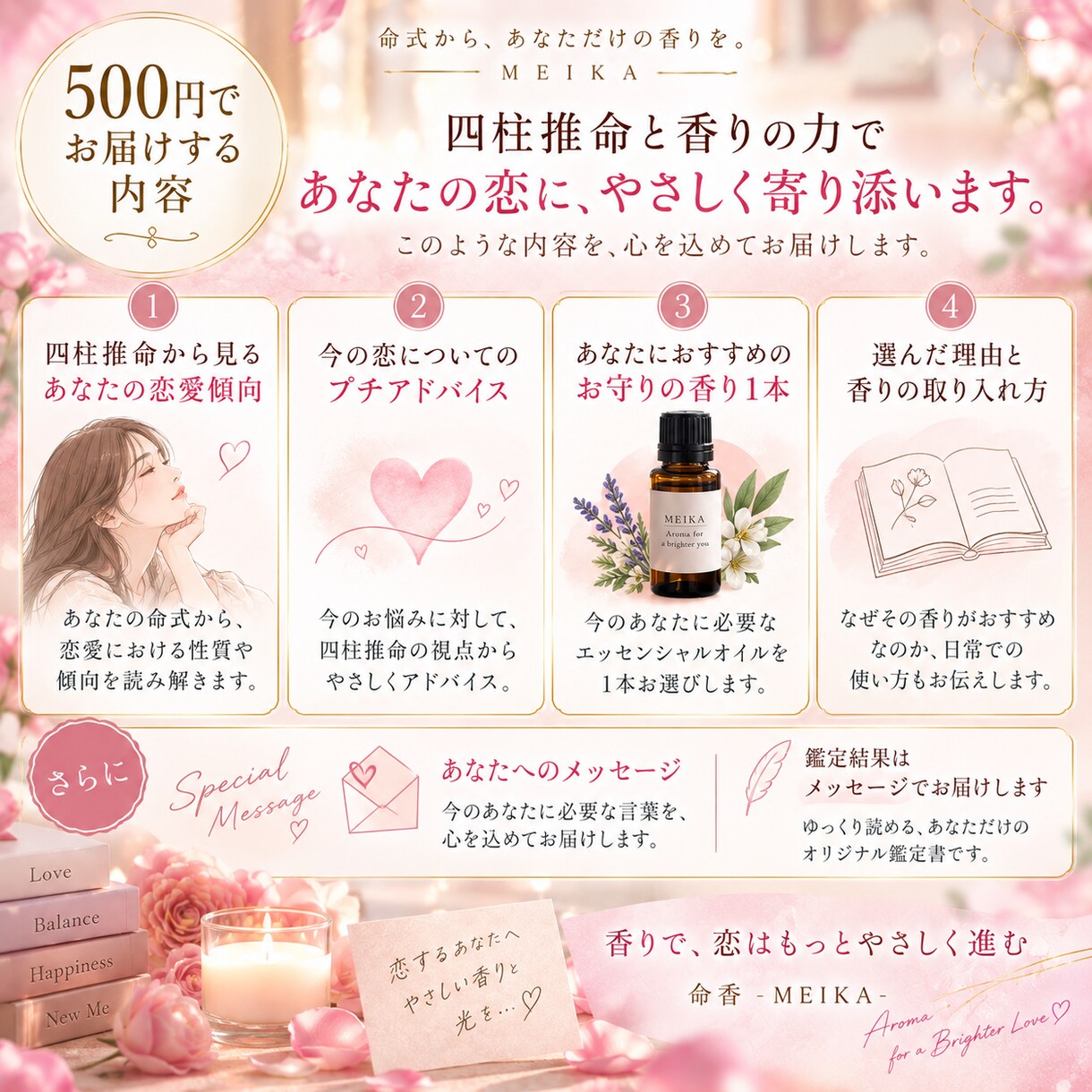 恋するあなたへ♡お守りの香りとアドバイス届けます 生年月日から恋の流れとあなただけの香りを読み解きます イメージ3