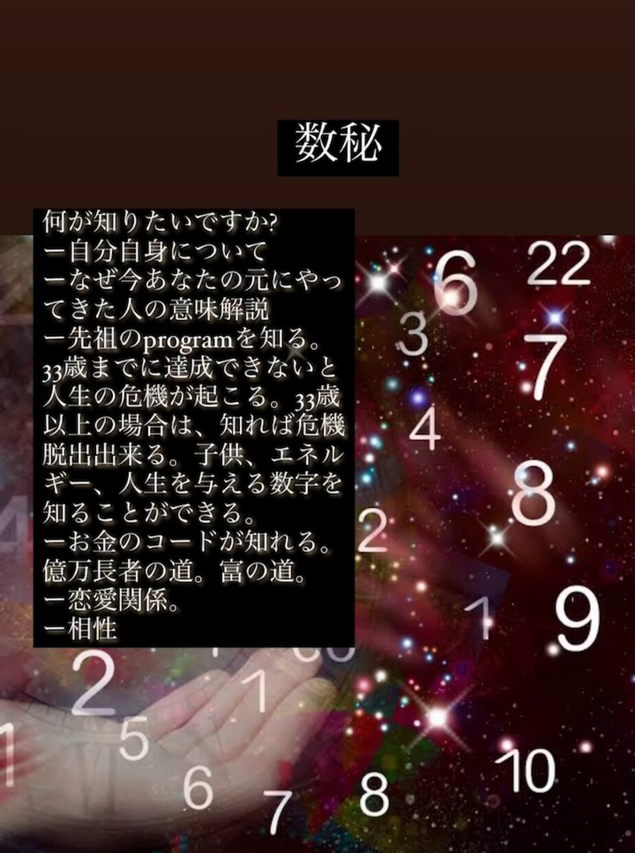あなたの数字から幸せへの道を占います 人生のヒントは、あなたの数字に隠れている！ イメージ3