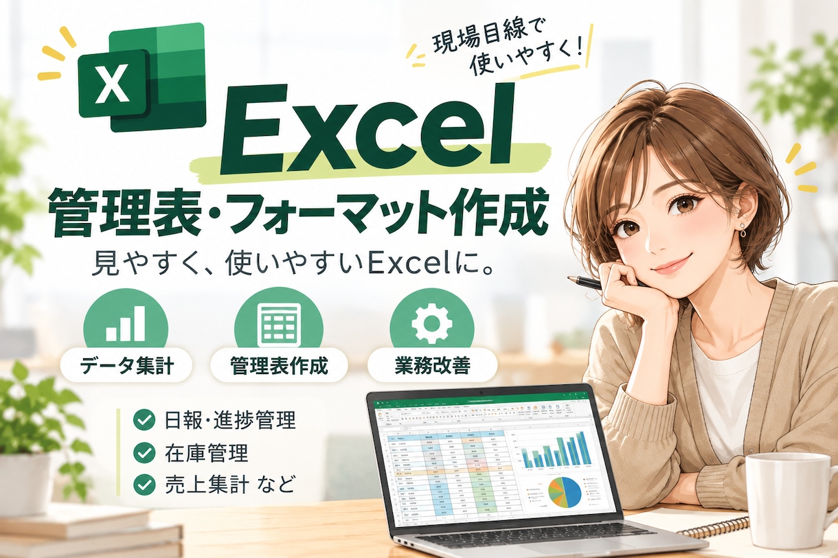 Excelの集計表・管理表を作成しますます 事務・製造現場の経験を活かして丁寧に対応！ イメージ1