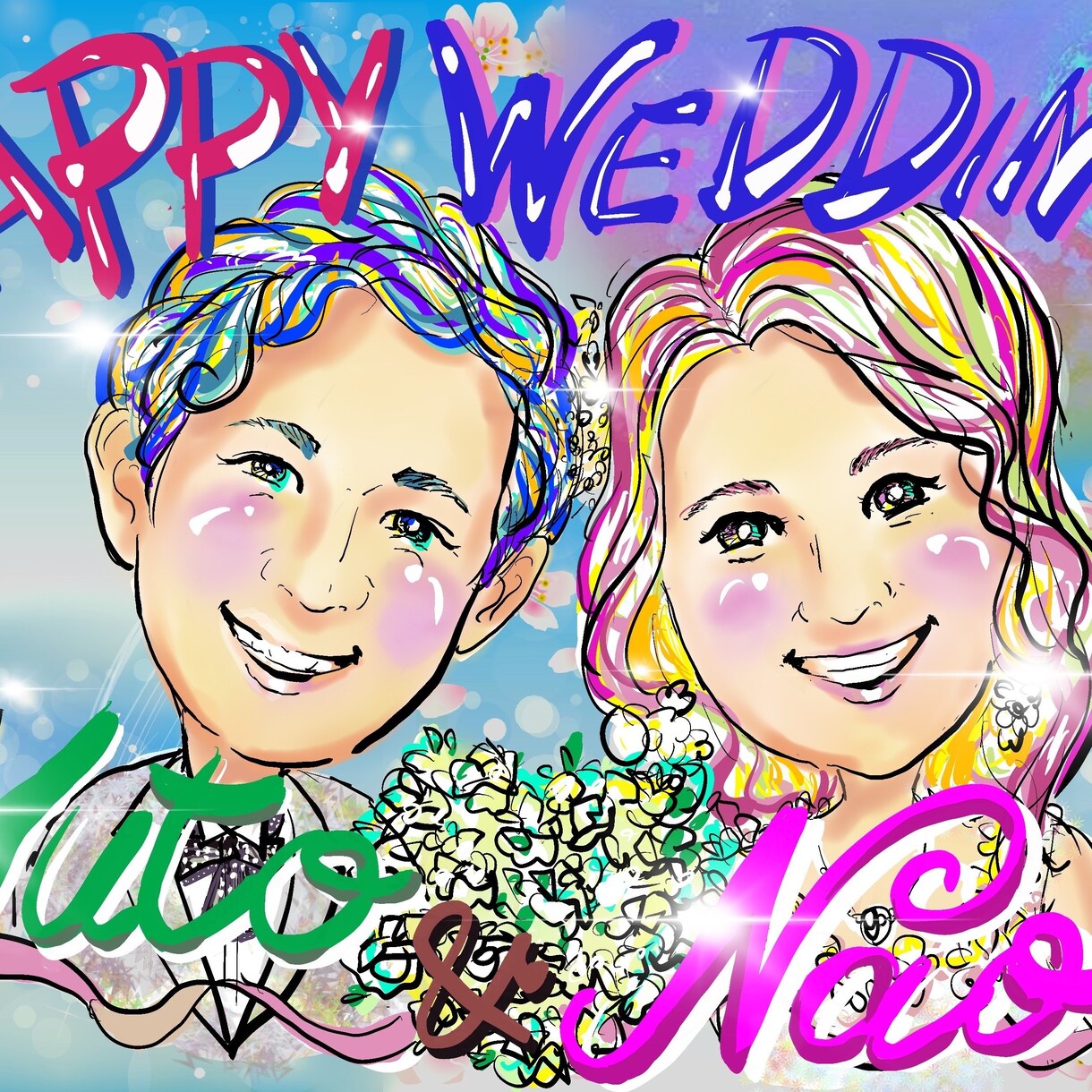 何人でも似顔絵一律5000円で描きます 結婚祝い、お祝いメッセージなど目的やご希望をお伝えください イメージ3
