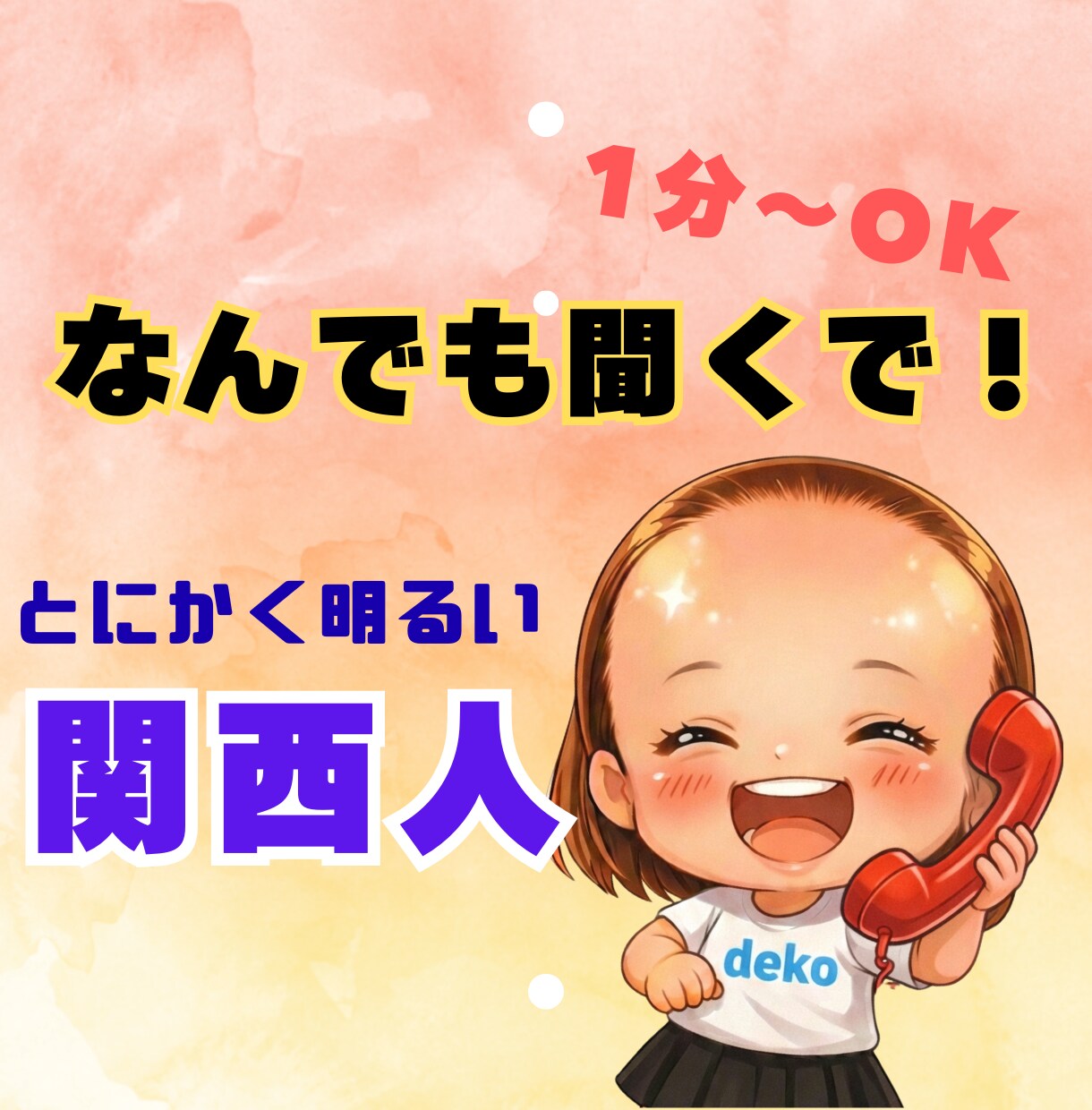 1分〜OKの安心電話＊関西弁でお話し聞きます 雑談から悩み相談まで♡なんでも♡気楽に話しましょう イメージ1