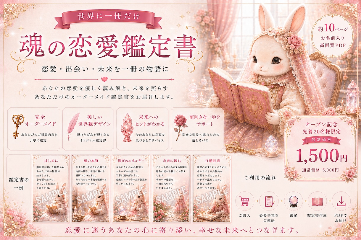 世界に一冊だけの魂の恋愛鑑定書をお作りします 恋愛・出会い・未来を多角的に読み解くオーダーメイド鑑定 イメージ1