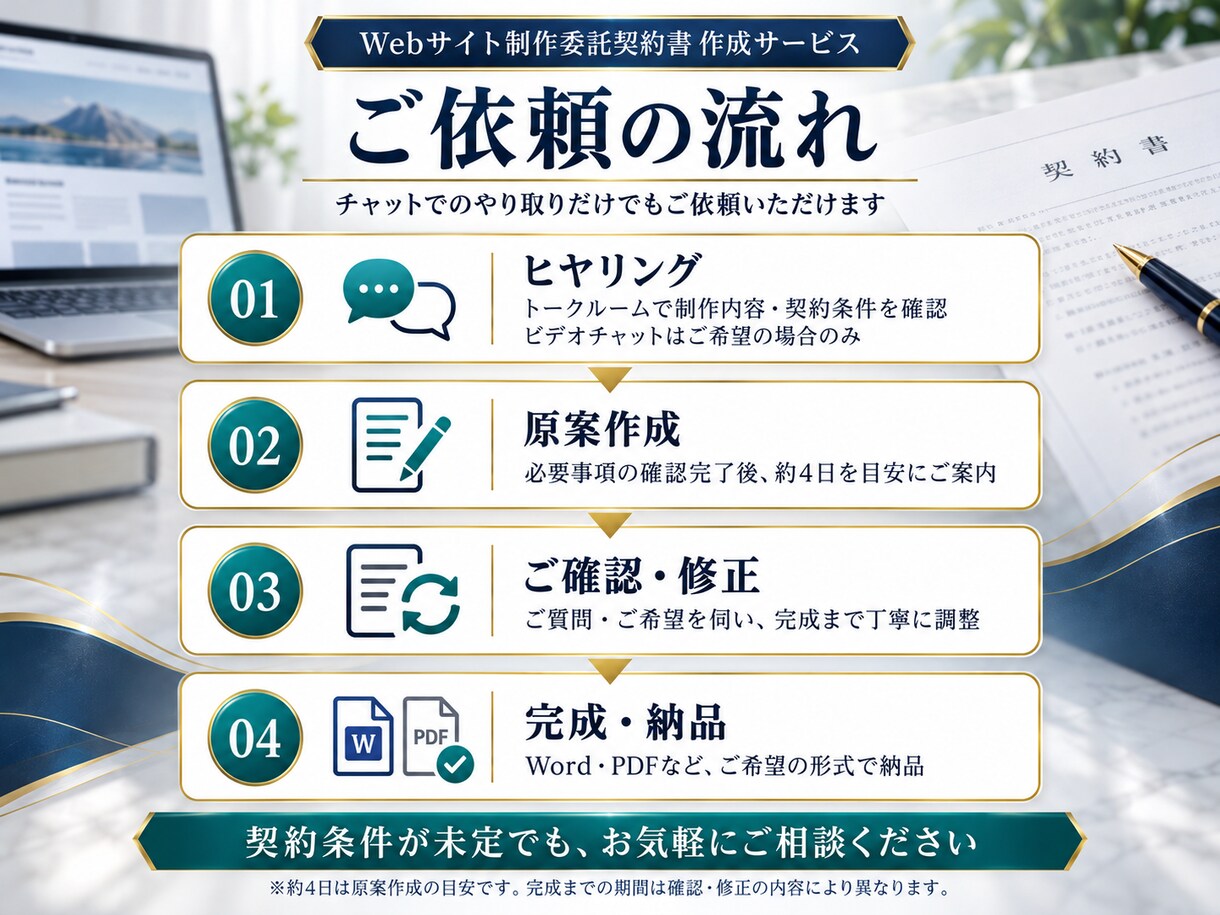 行政書士が「Webサイト制作委託契約書」作成します 契約書に強い行政書士が「Webサイト制作委託契約書」を作成。 イメージ5