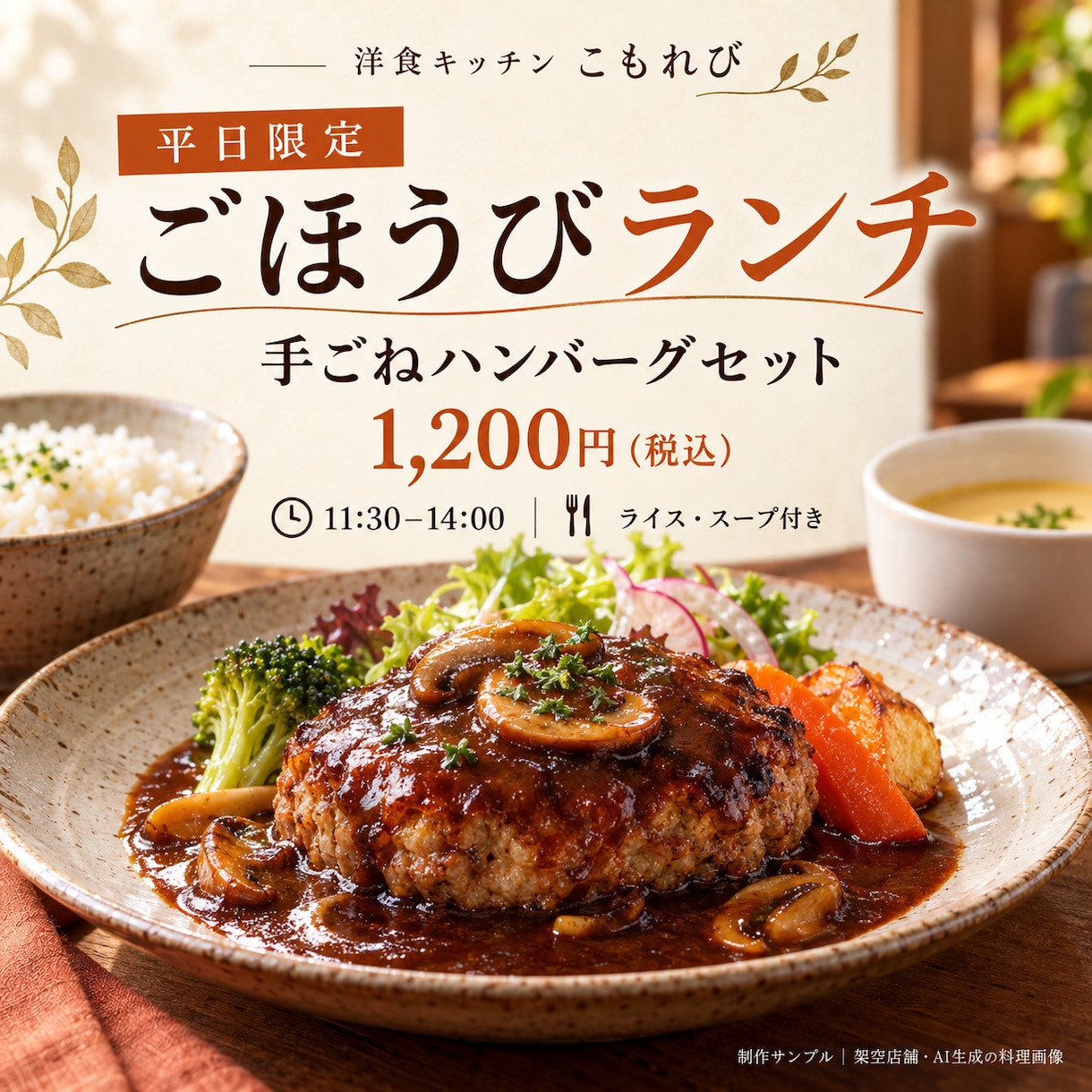 飲食店のインスタ告知画像を1枚から作ります 飲食店勤務・店舗経営経験を活かして、伝わる一枚に イメージ2