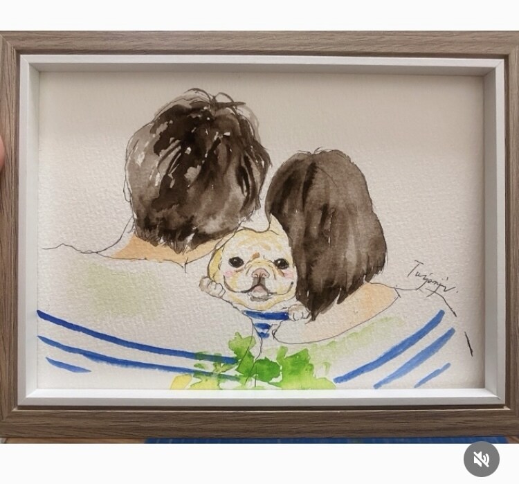 ペットは家族。人とペットの似顔絵描きます 水彩画で人とペットの似顔絵を可愛く描きます。 イメージ9